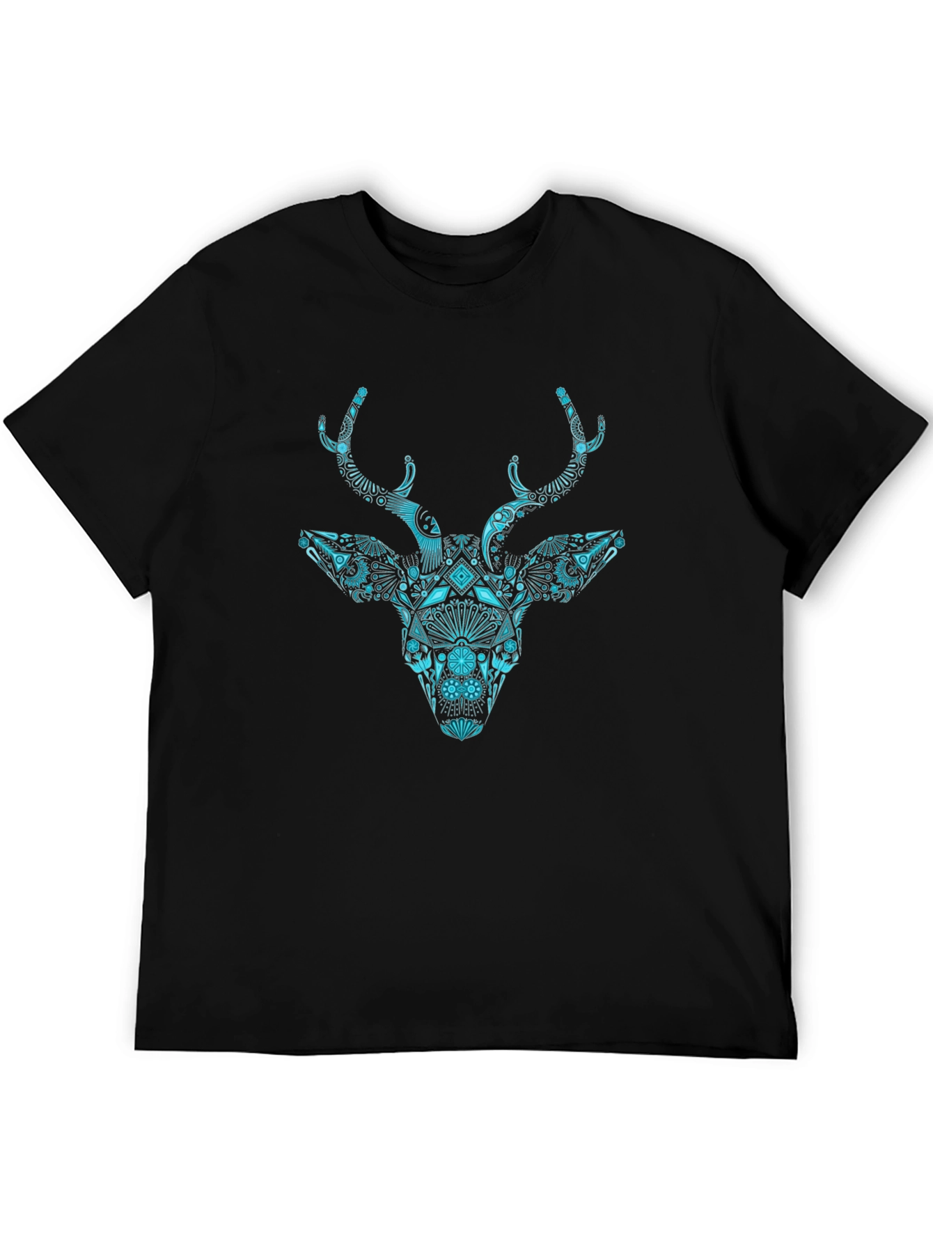 Intricate Deer Graphic Black T-Shirt