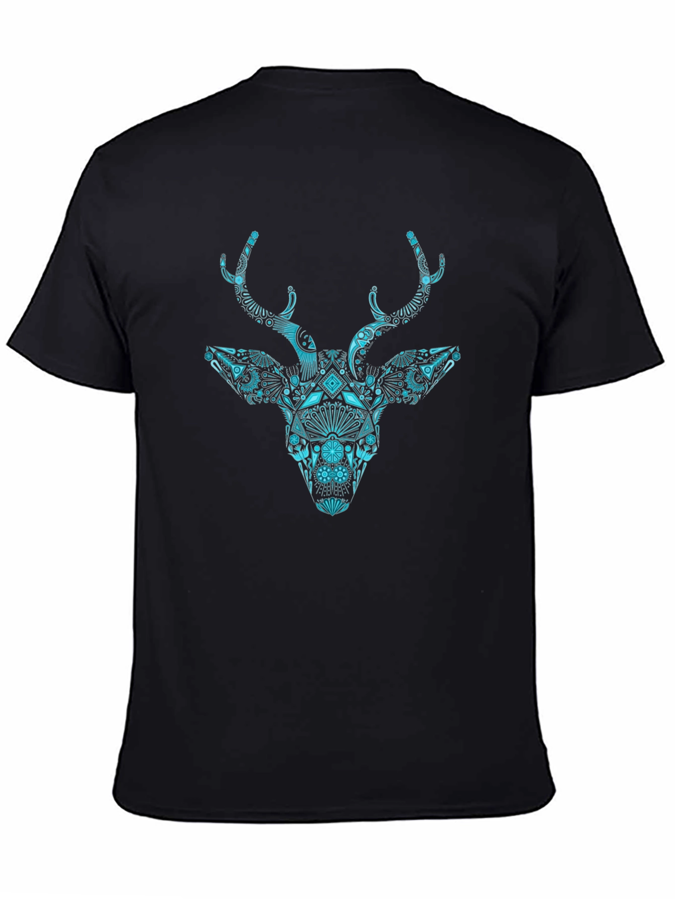 Intricate Deer Graphic Black T-Shirt