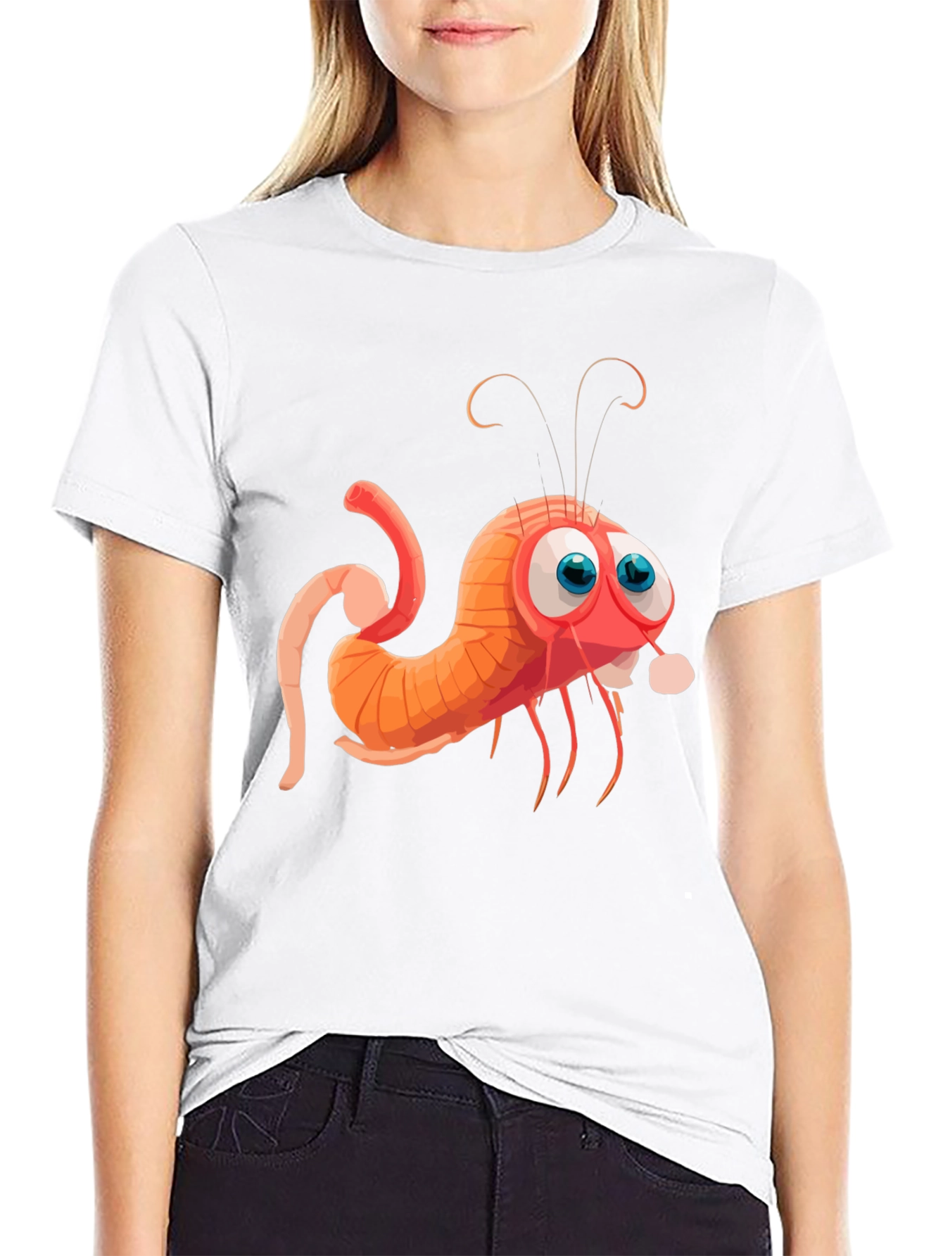 Cartoon Shrimp Graphic Tee - Quirky Style