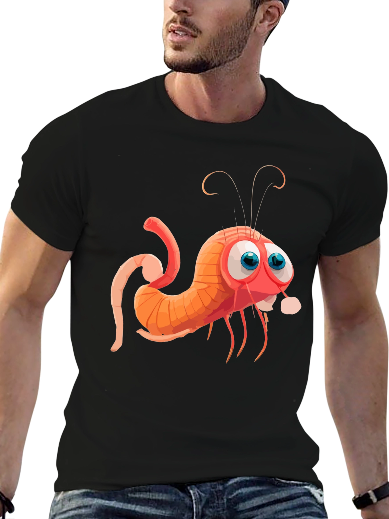 Cartoon Shrimp Graphic Tee - Quirky Style