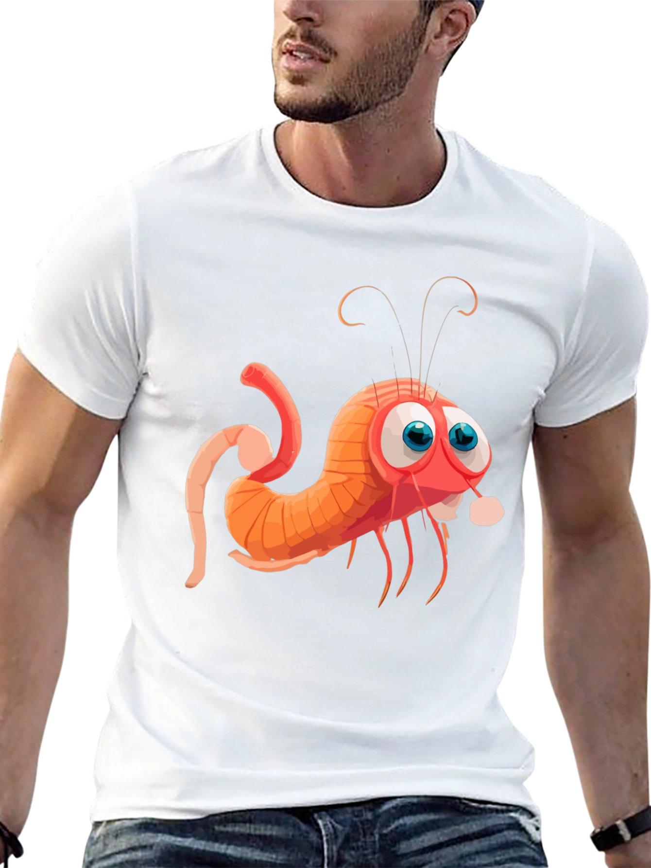 Cartoon Shrimp Graphic Tee - Quirky Style