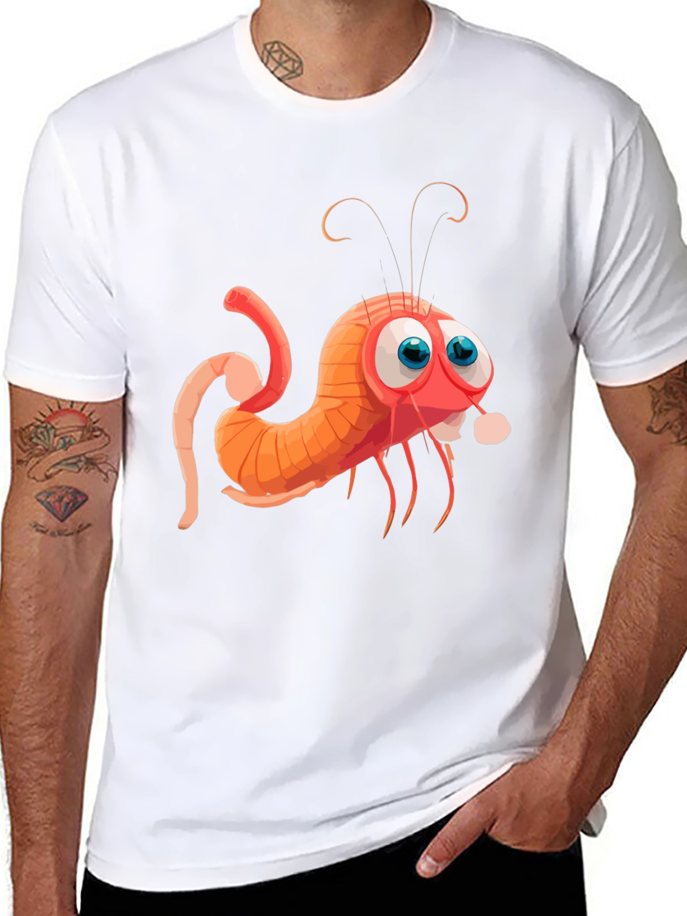 Cartoon Shrimp Graphic Tee - Quirky Style