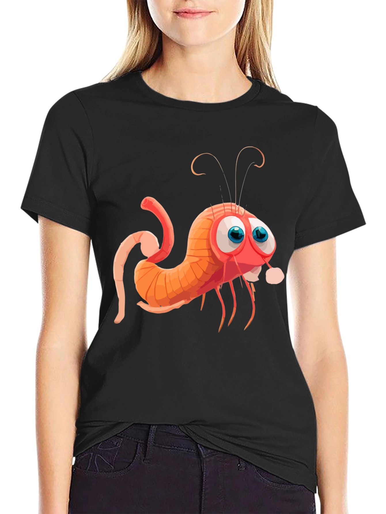Cartoon Shrimp Graphic Tee - Quirky Style