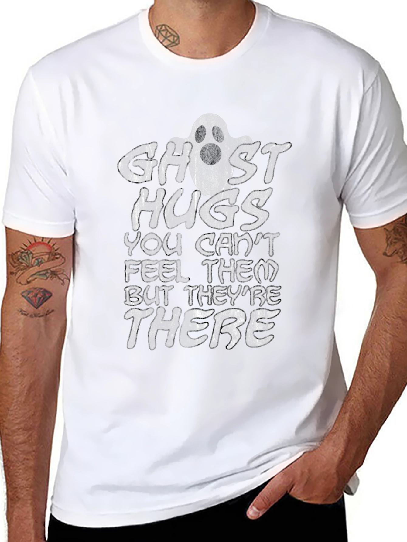 Ghost Hugs Graphic Tee - Halloween Fun!