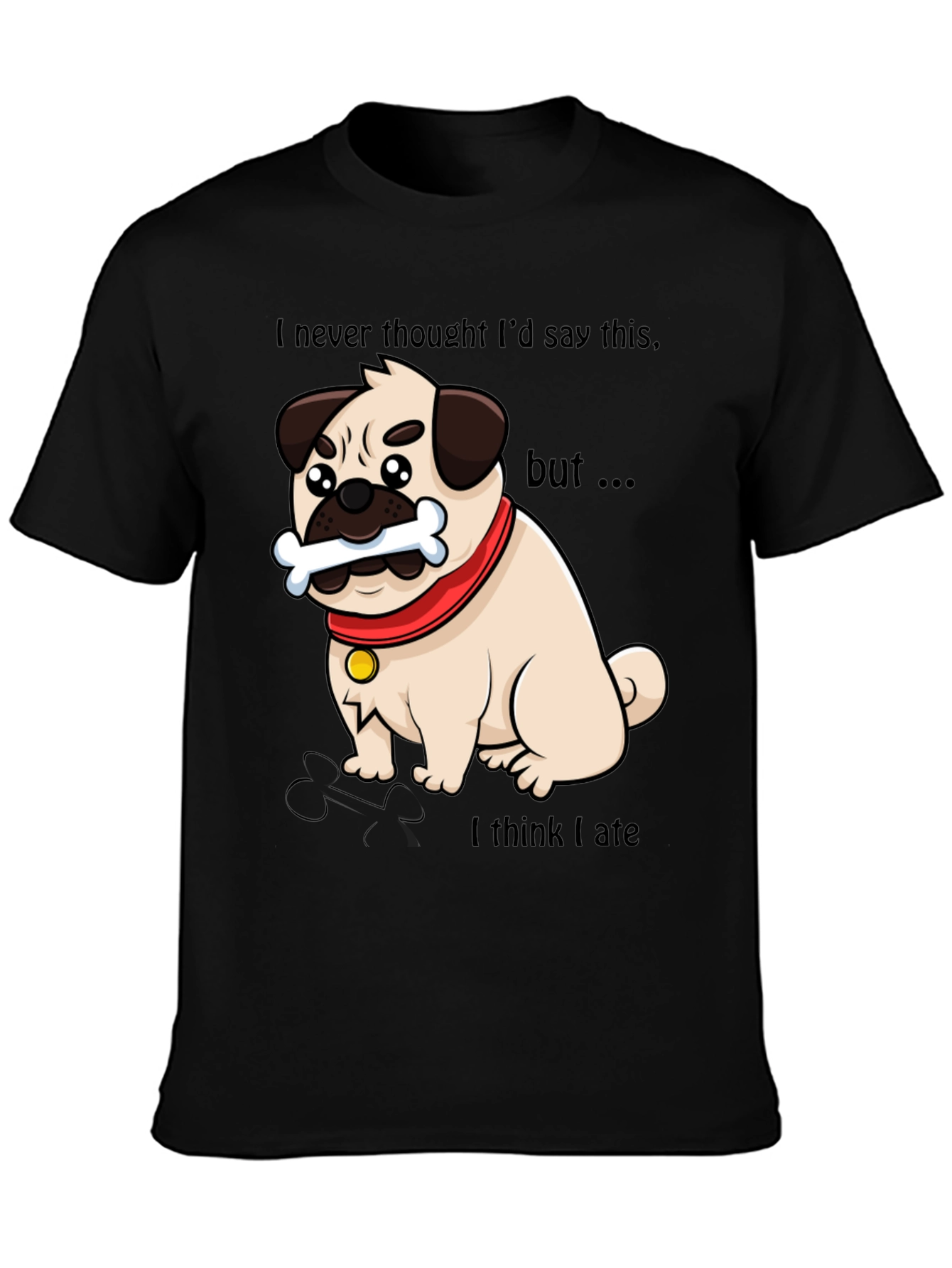 Funny Pug Dog Graphic T-Shirt - Bone App��tit!