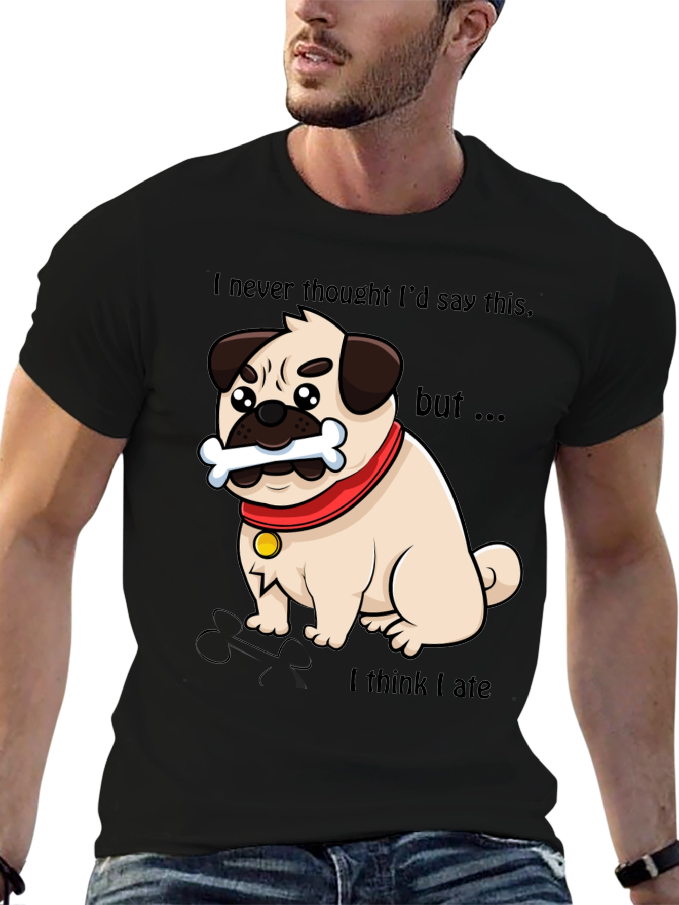 Funny Pug Dog Graphic T-Shirt - Bone App��tit!