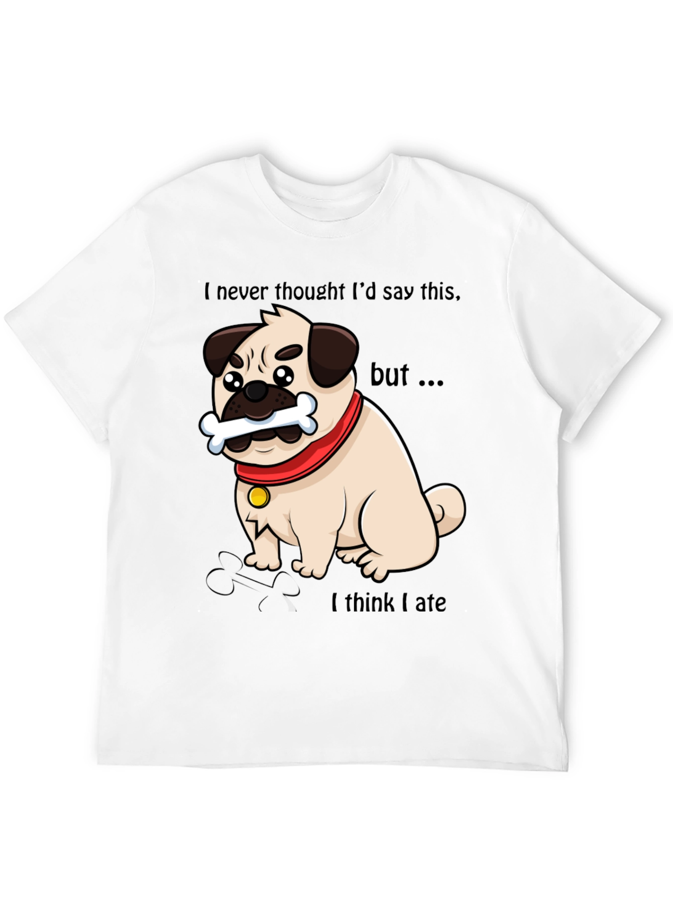 Funny Pug Dog Graphic T-Shirt - Bone App��tit!
