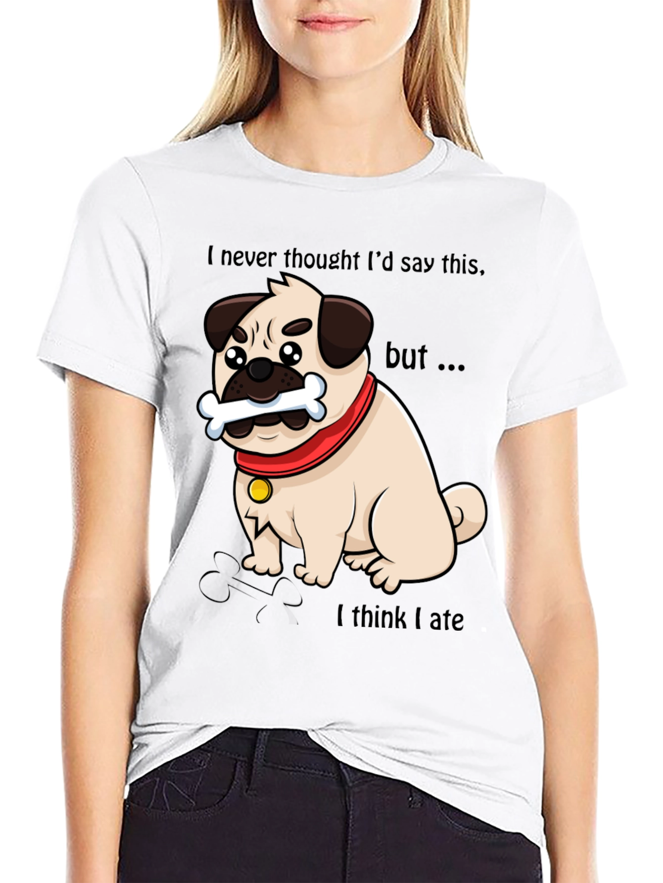 Funny Pug Dog Graphic T-Shirt - Bone App��tit!