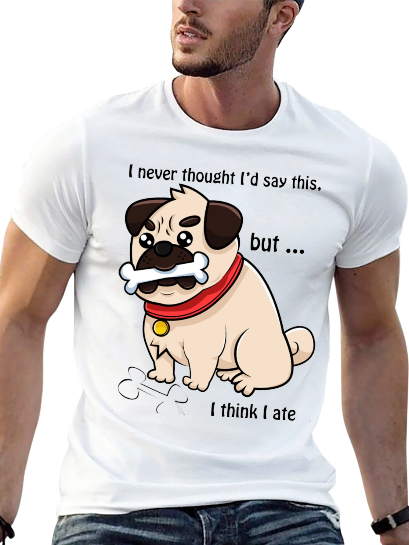 Funny Pug Dog Graphic T-Shirt - Bone App��tit!