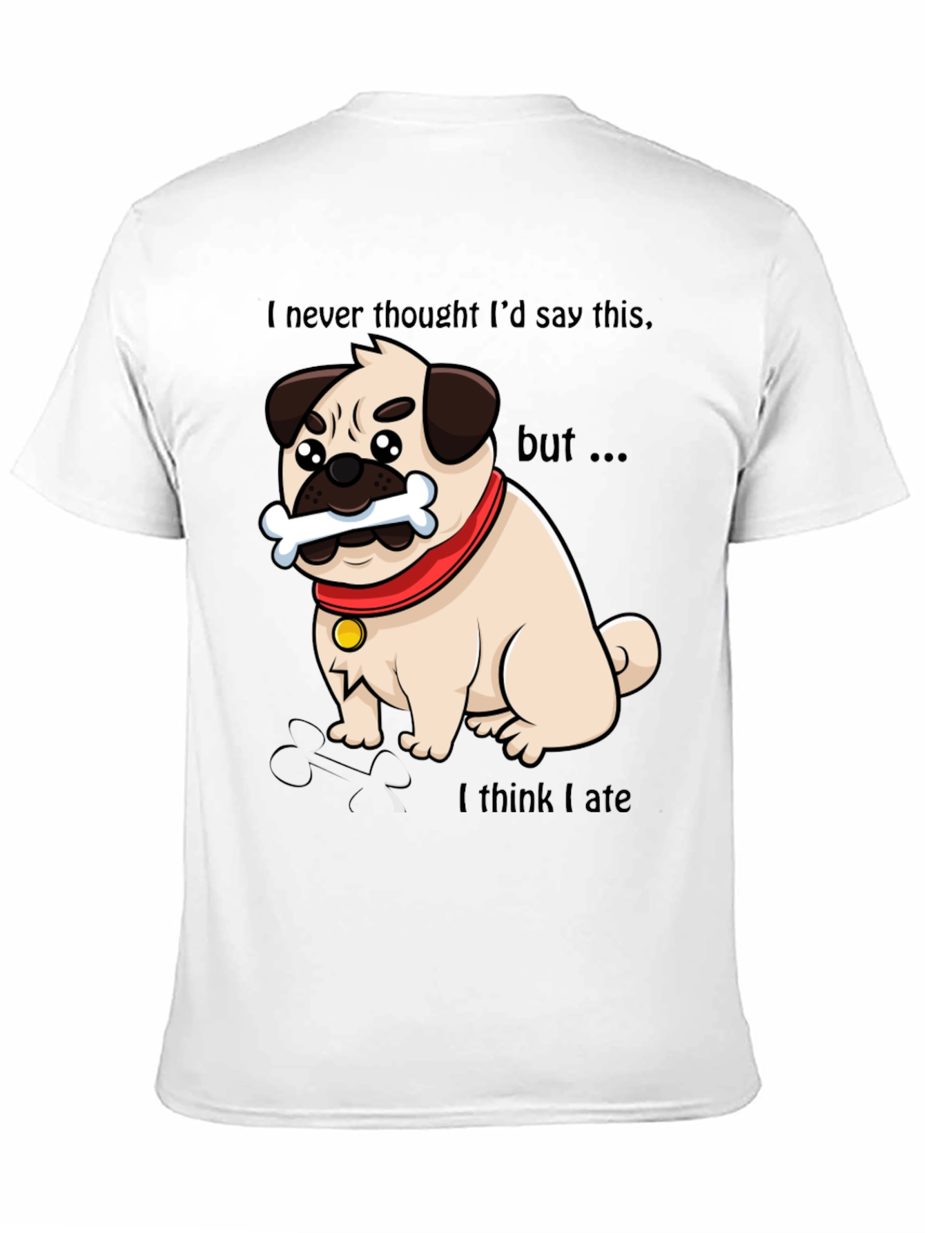 Funny Pug Dog Graphic T-Shirt - Bone App��tit!