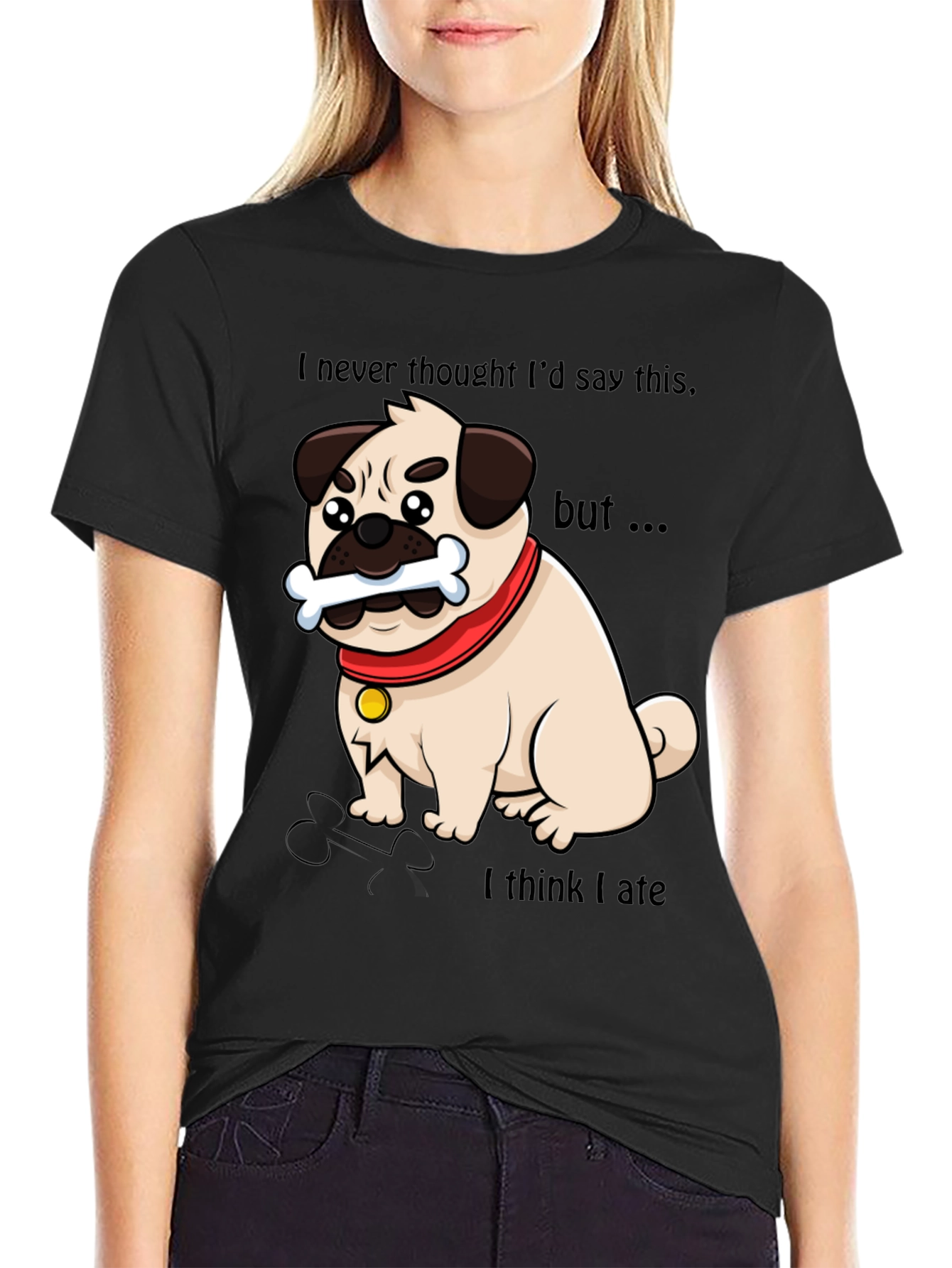 Funny Pug Dog Graphic T-Shirt - Bone App��tit!
