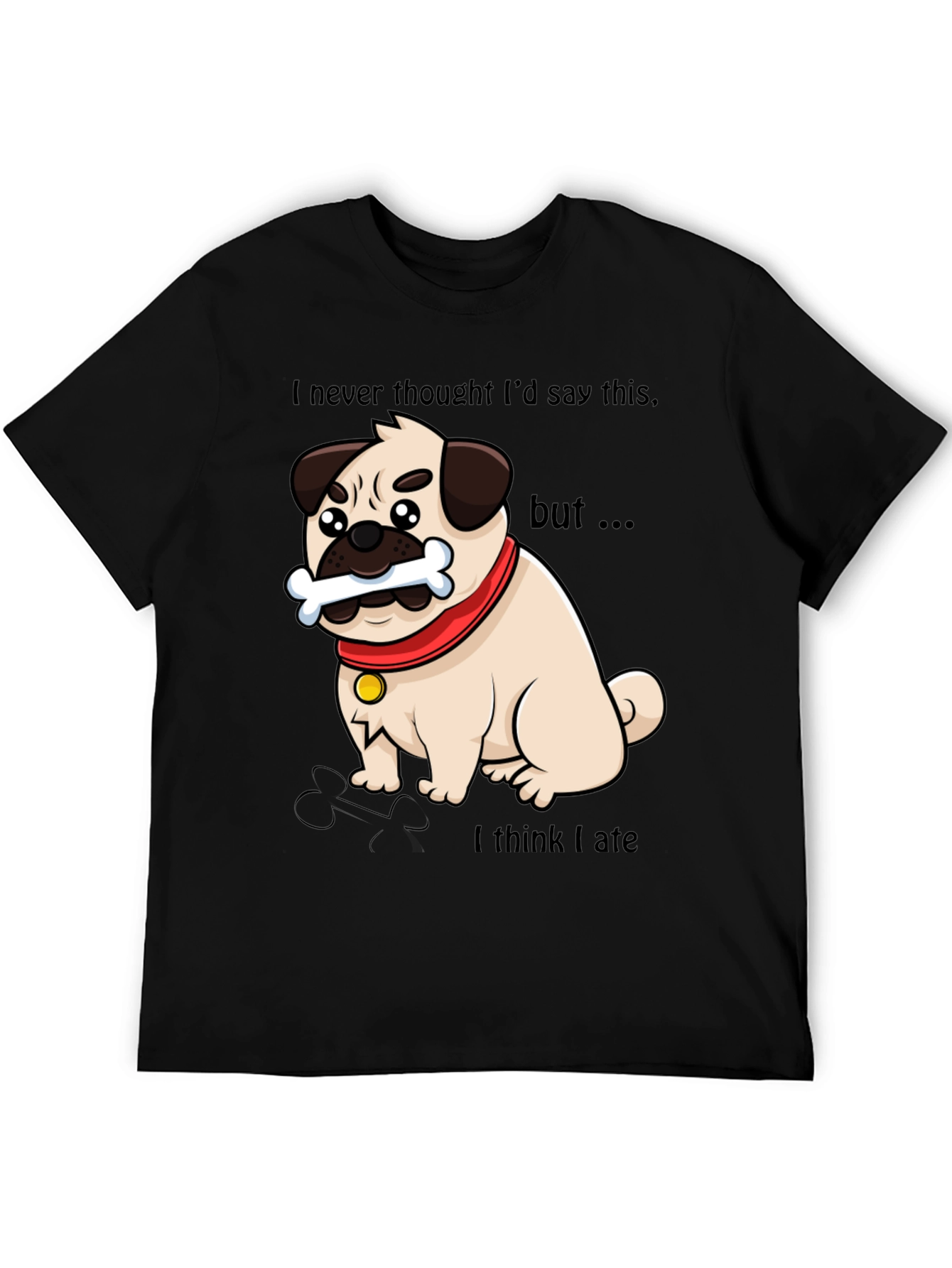 Funny Pug Dog Graphic T-Shirt - Bone App��tit!