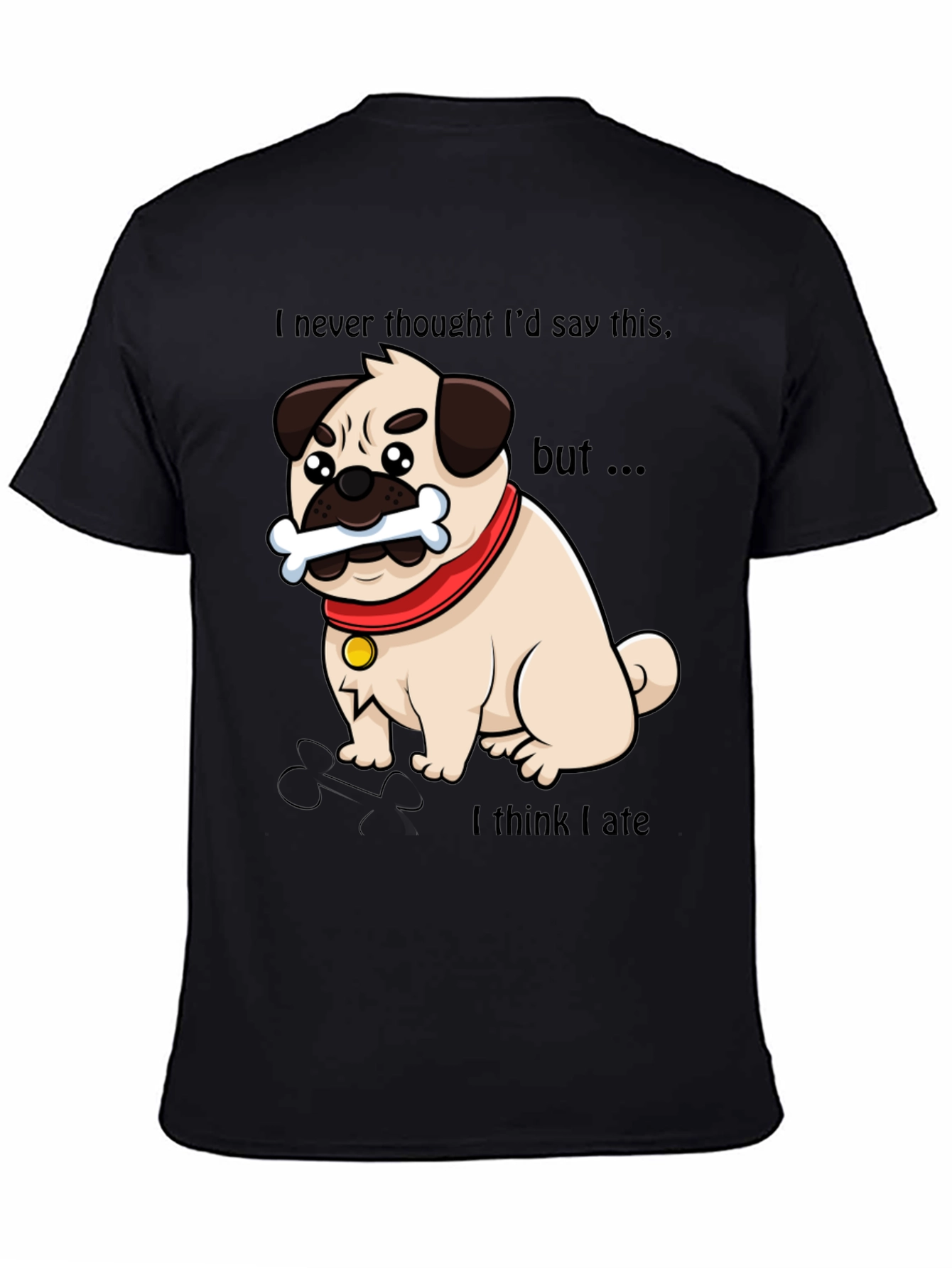 Funny Pug Dog Graphic T-Shirt - Bone App��tit!