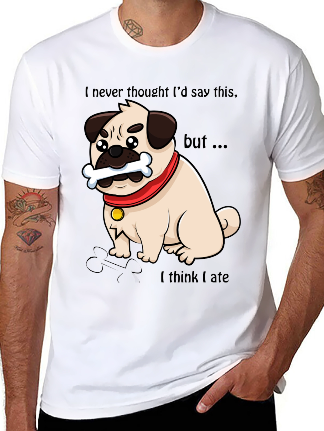 Funny Pug Dog Graphic T-Shirt - Bone App��tit!