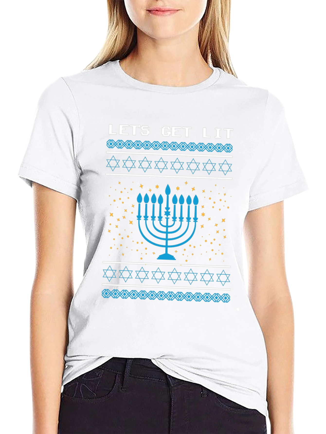 Lets Get Lit Hanukkah Menorah T-Shirt