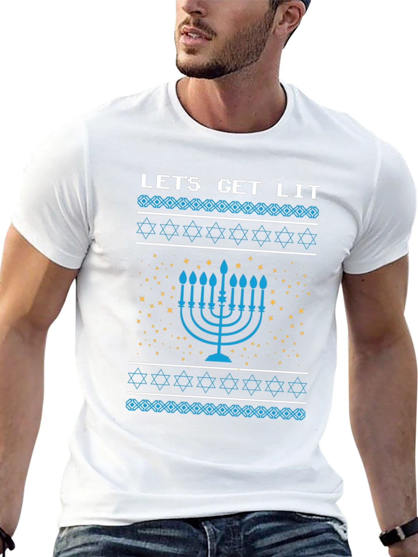 Lets Get Lit Hanukkah Menorah T-Shirt