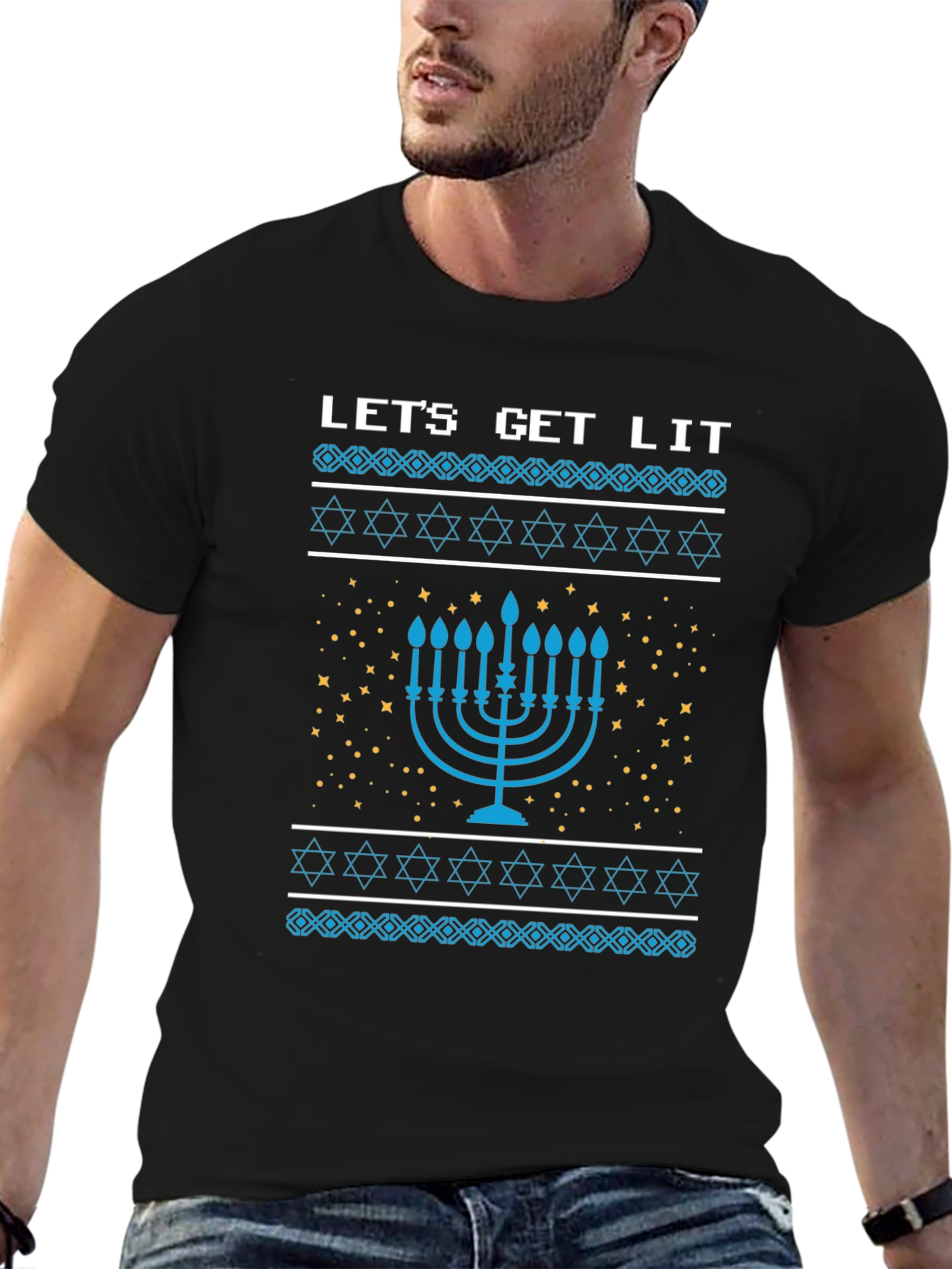 Lets Get Lit Hanukkah Menorah T-Shirt