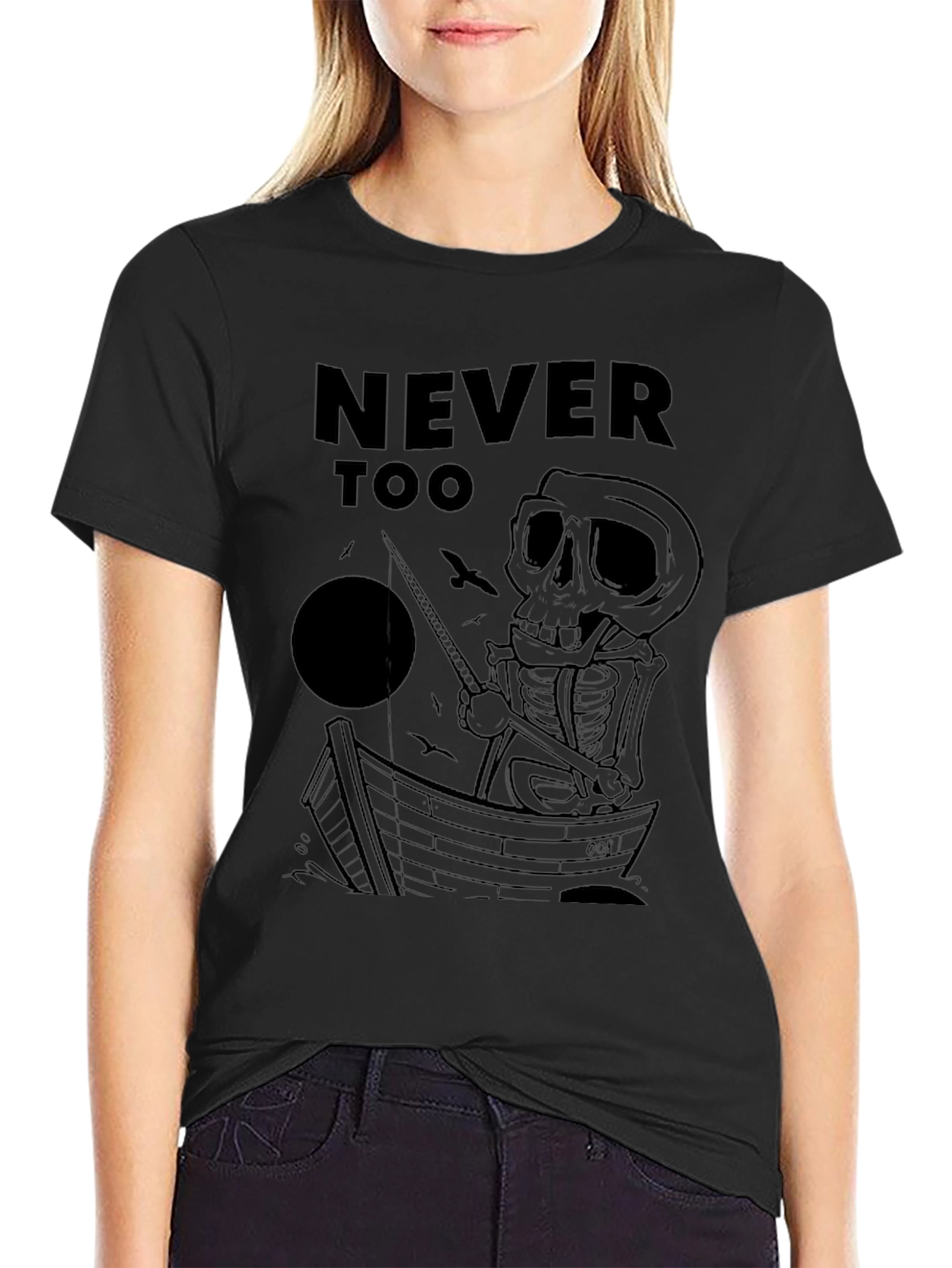Never Too Old to Fish Skeleton T-Shirt