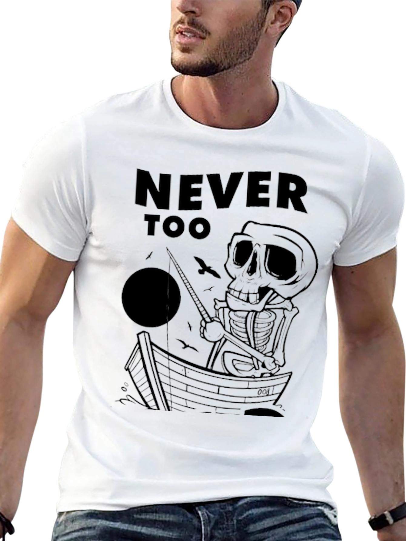 Never Too Old to Fish Skeleton T-Shirt