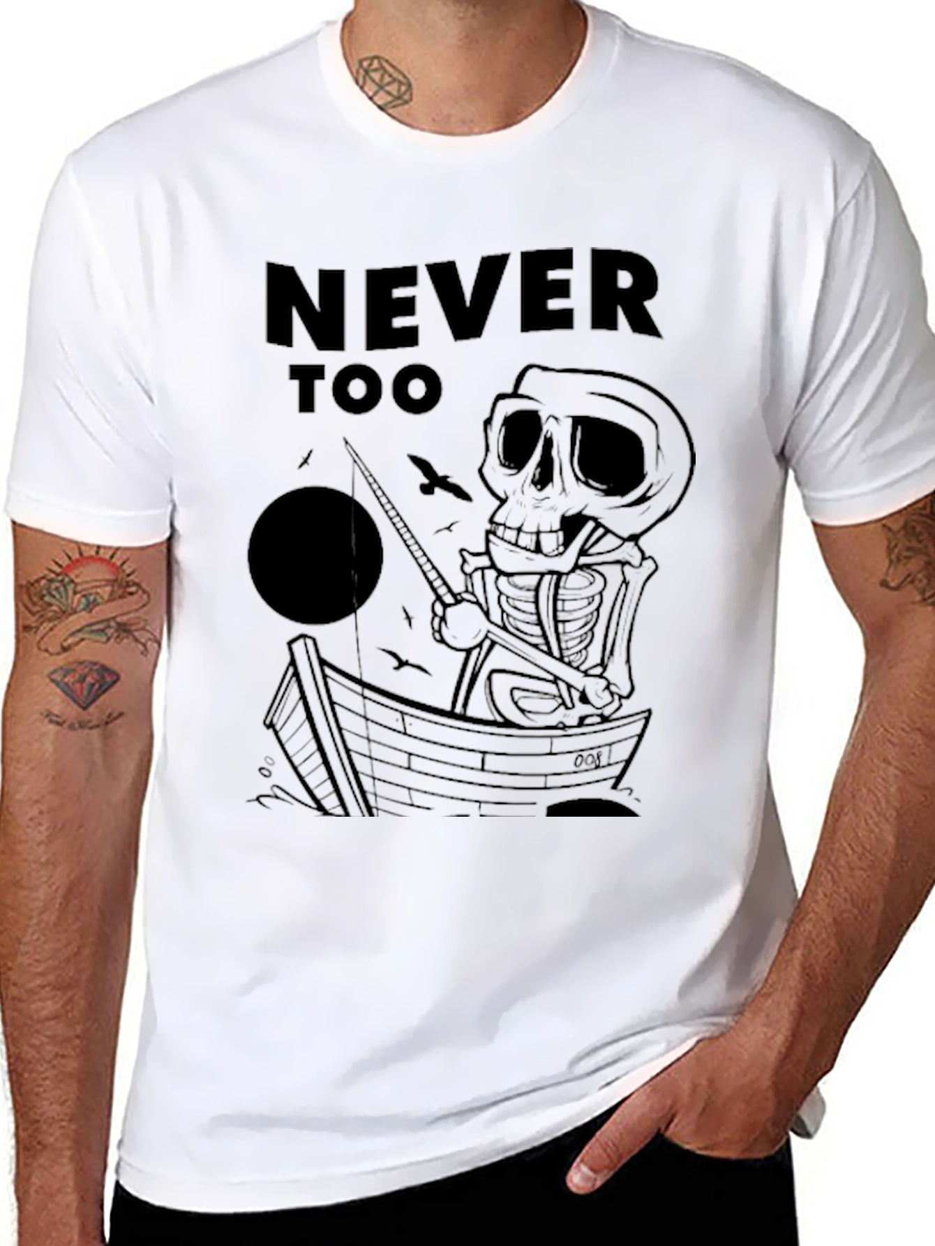 Never Too Old to Fish Skeleton T-Shirt