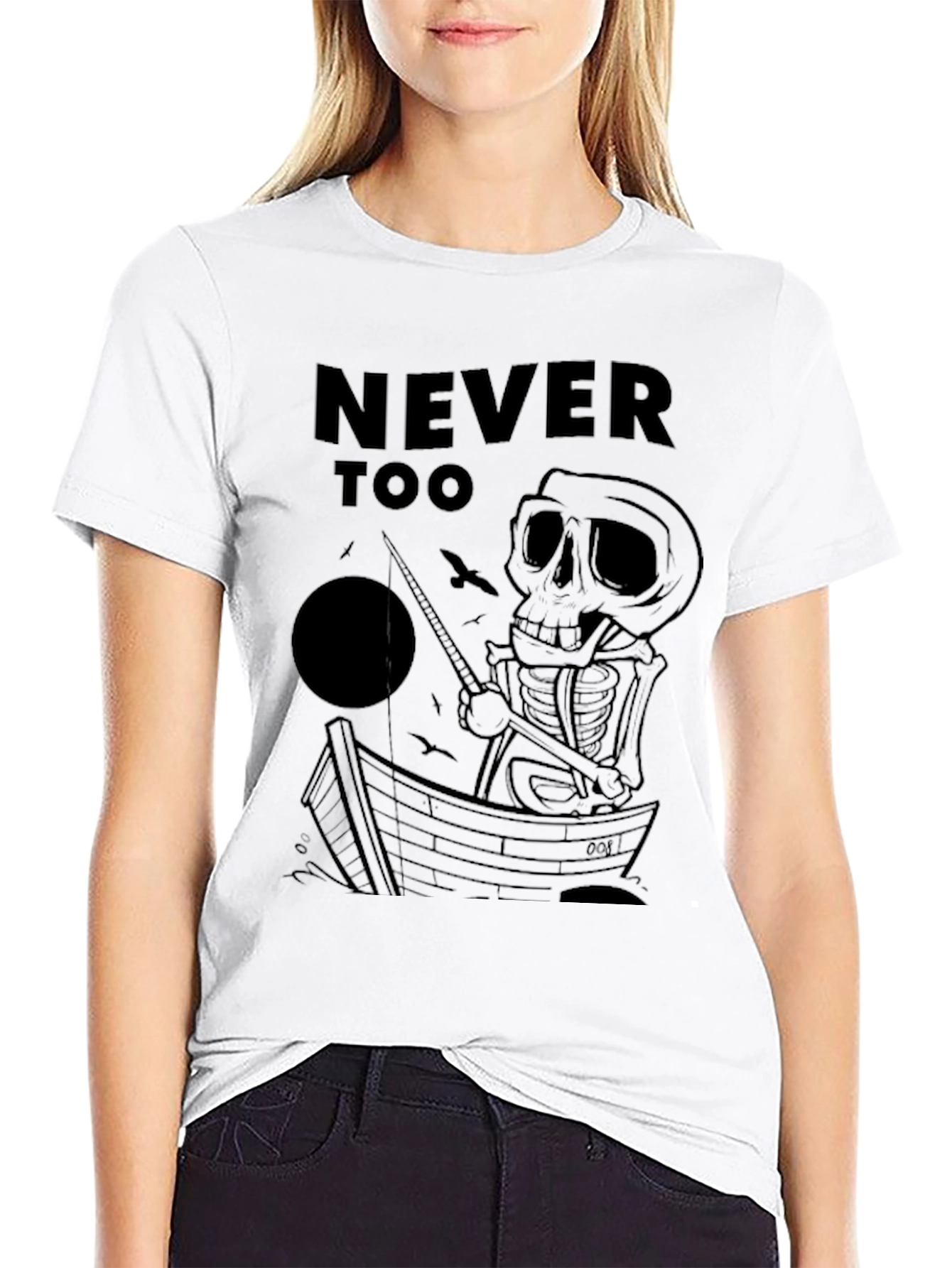 Never Too Old to Fish Skeleton T-Shirt