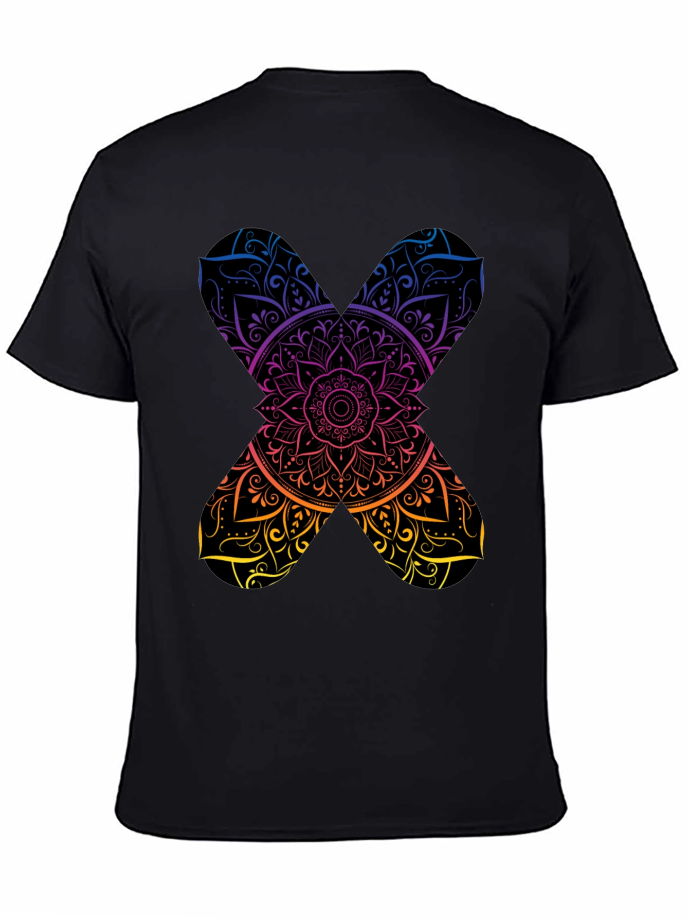 Mandala X Black T-Shirt - Artistic Graphic Tee