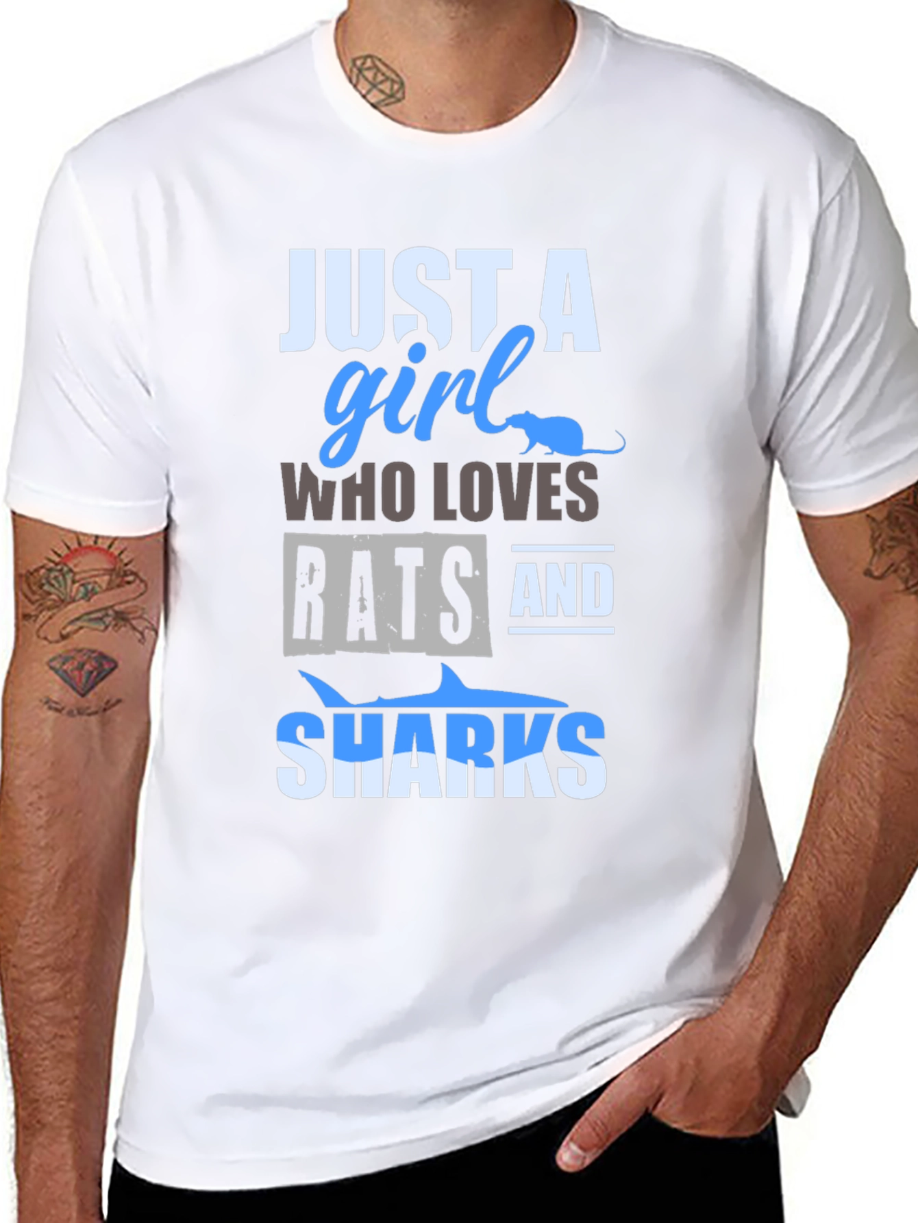 Just a Girl Who Loves Rats and Sharks T-Shirt
