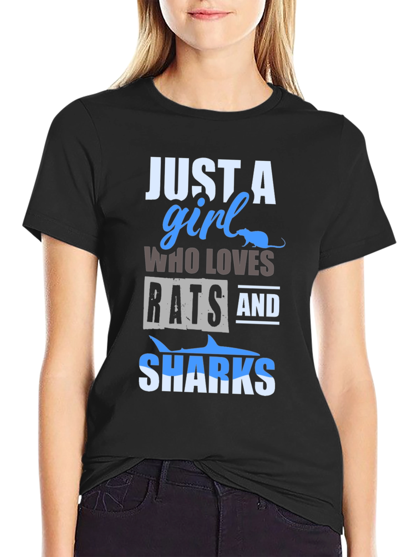 Just a Girl Who Loves Rats and Sharks T-Shirt