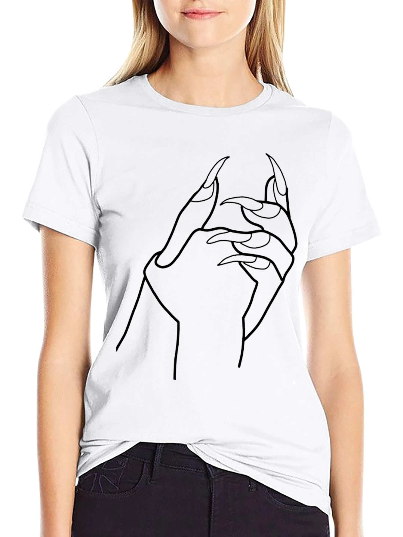 Gothic Claw Hand Graphic Black T-Shirt