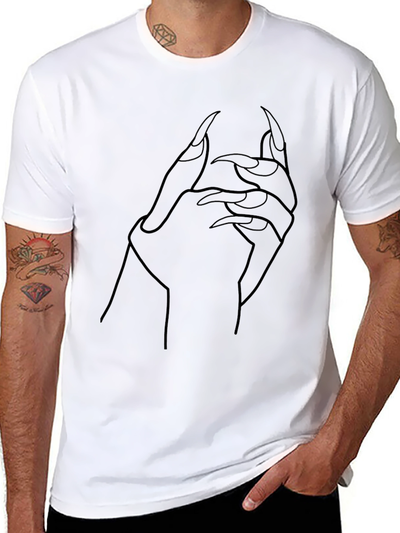 Gothic Claw Hand Graphic Black T-Shirt