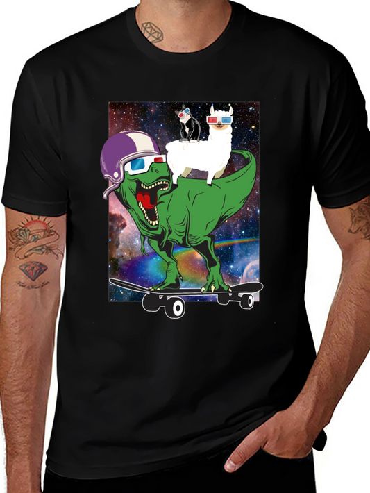 Dino Llama Cat Skateboard T-Shirt