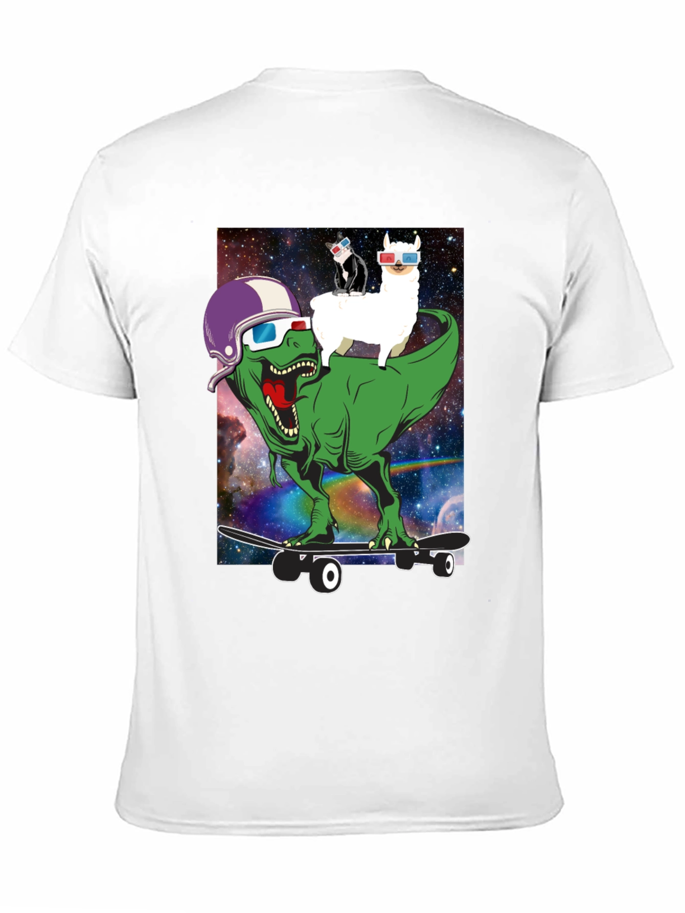 Dino Llama Cat Skateboard T-Shirt