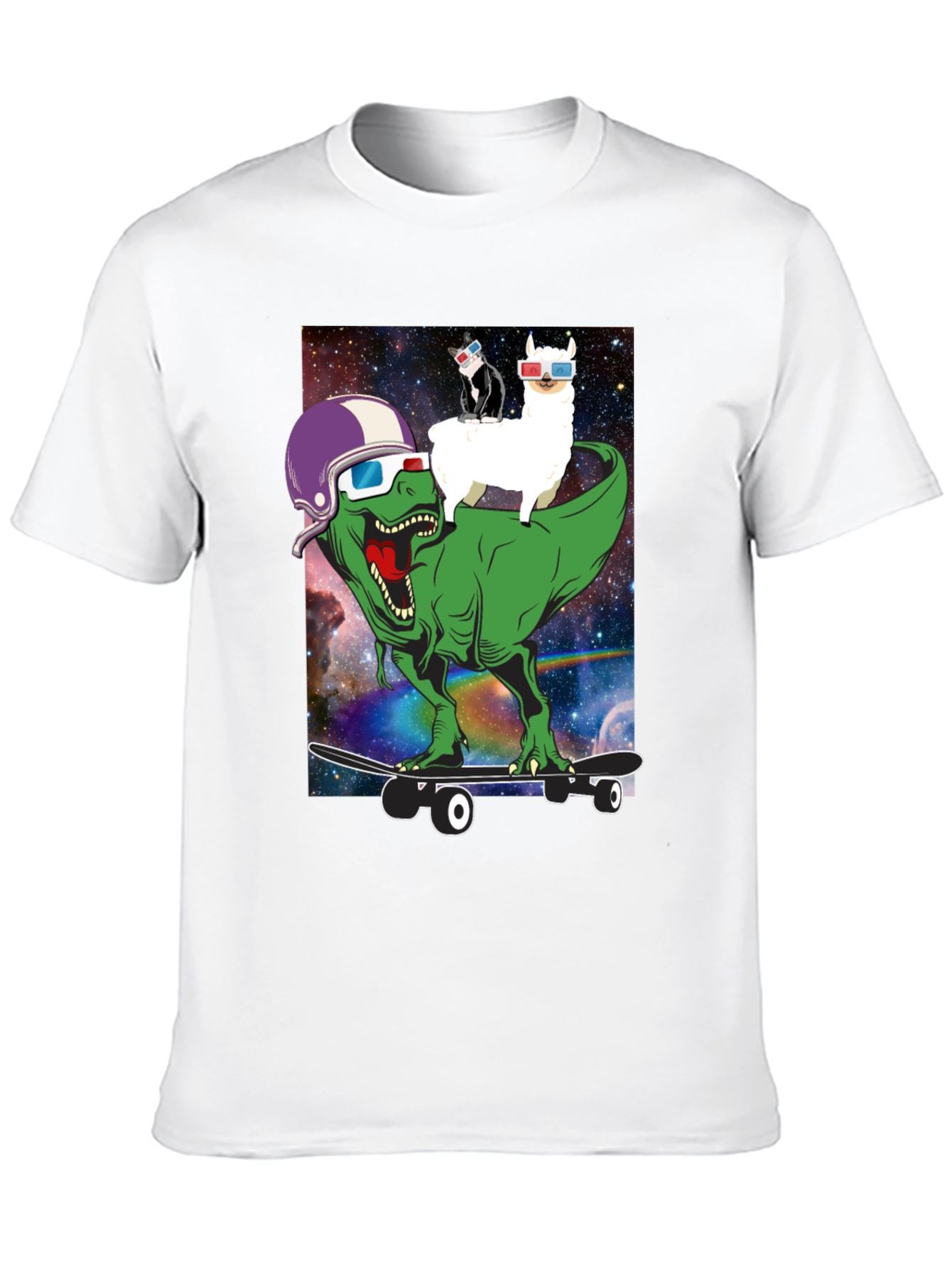 Dino Llama Cat Skateboard T-Shirt