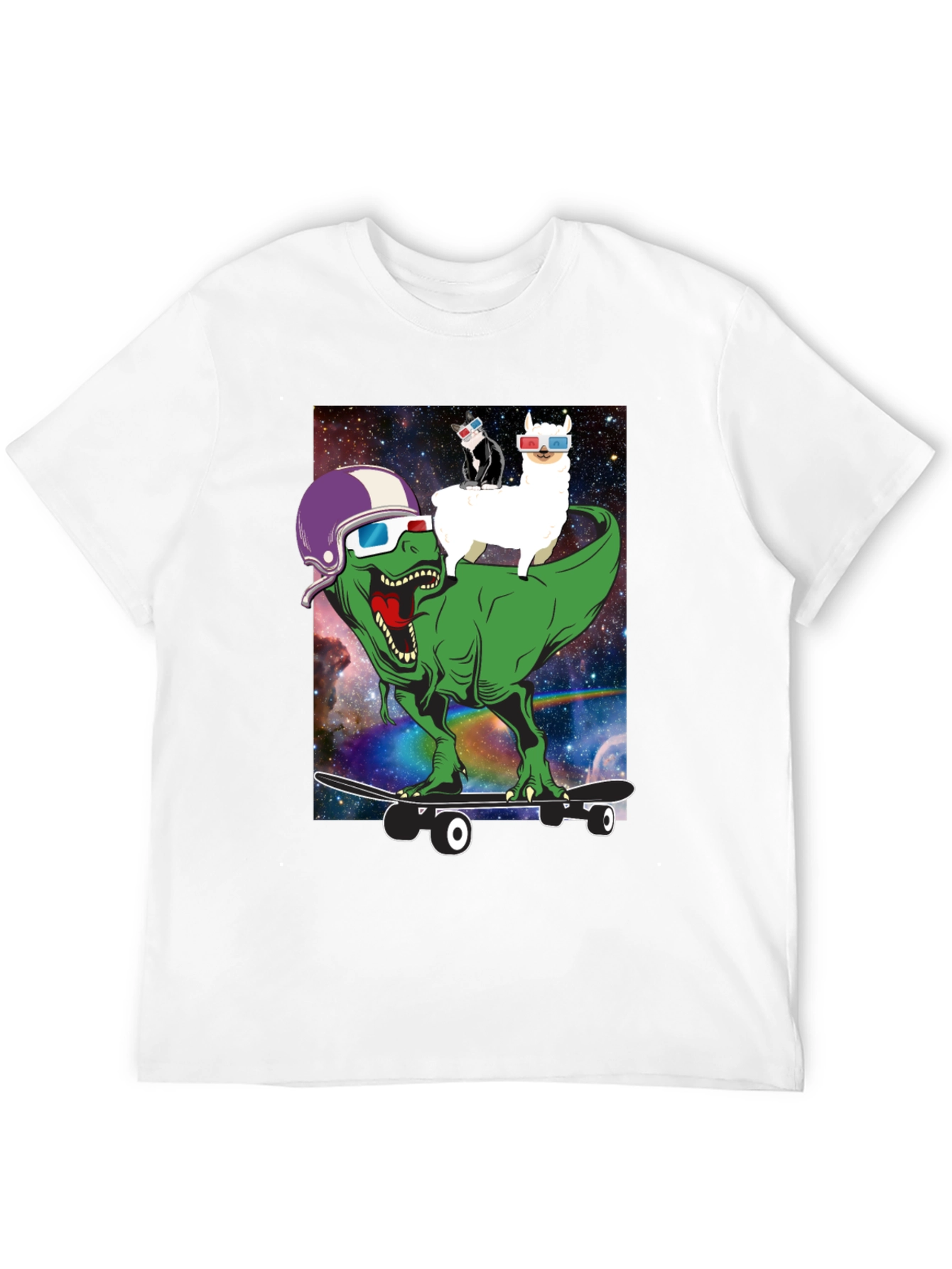 Dino Llama Cat Skateboard T-Shirt