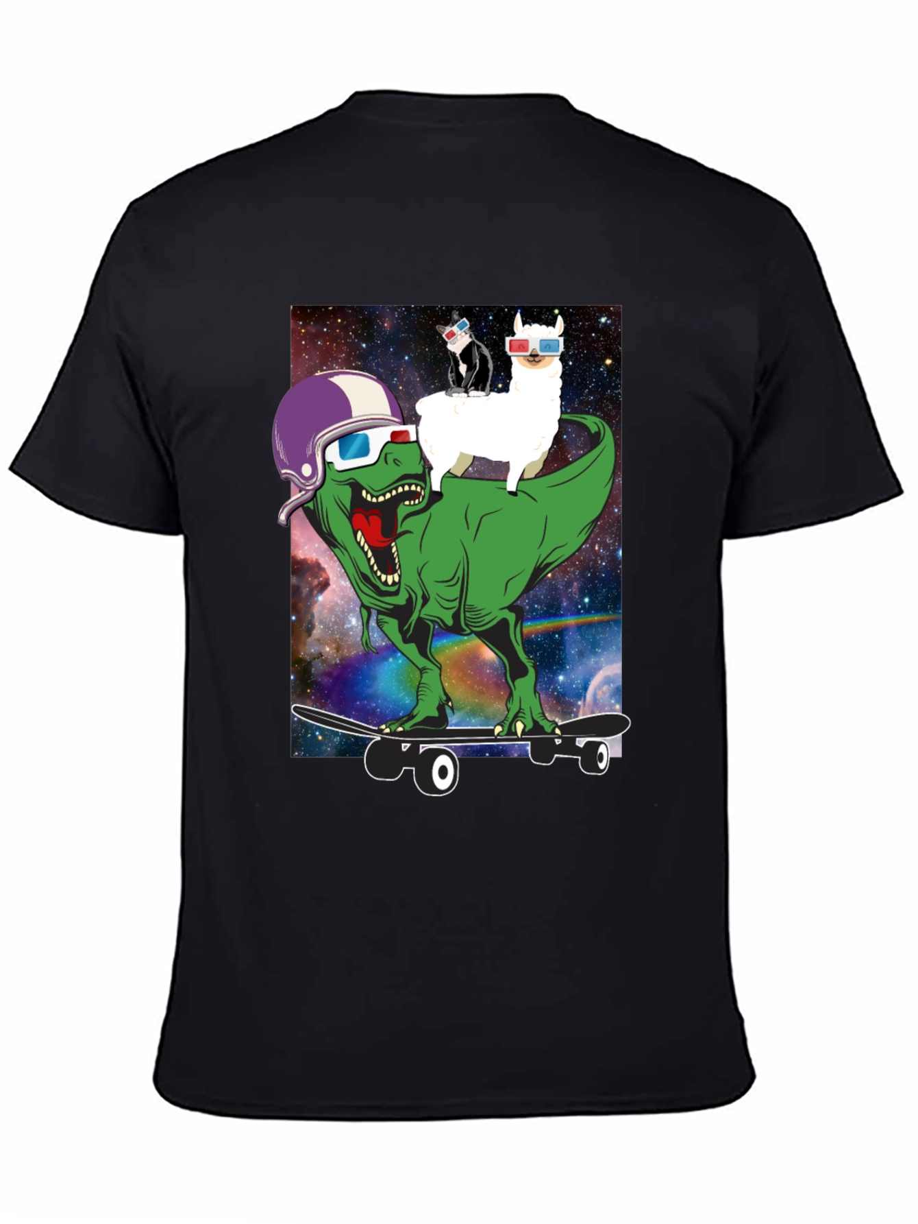 Dino Llama Cat Skateboard T-Shirt