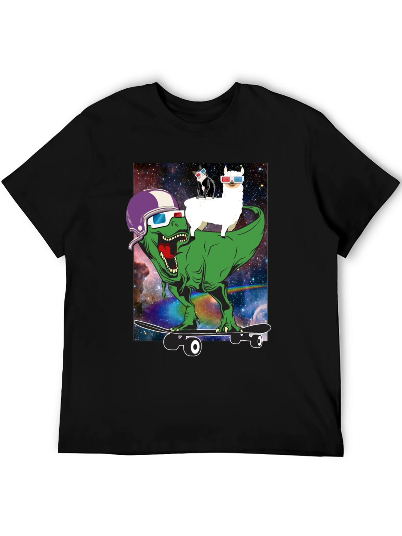 Dino Llama Cat Skateboard T-Shirt