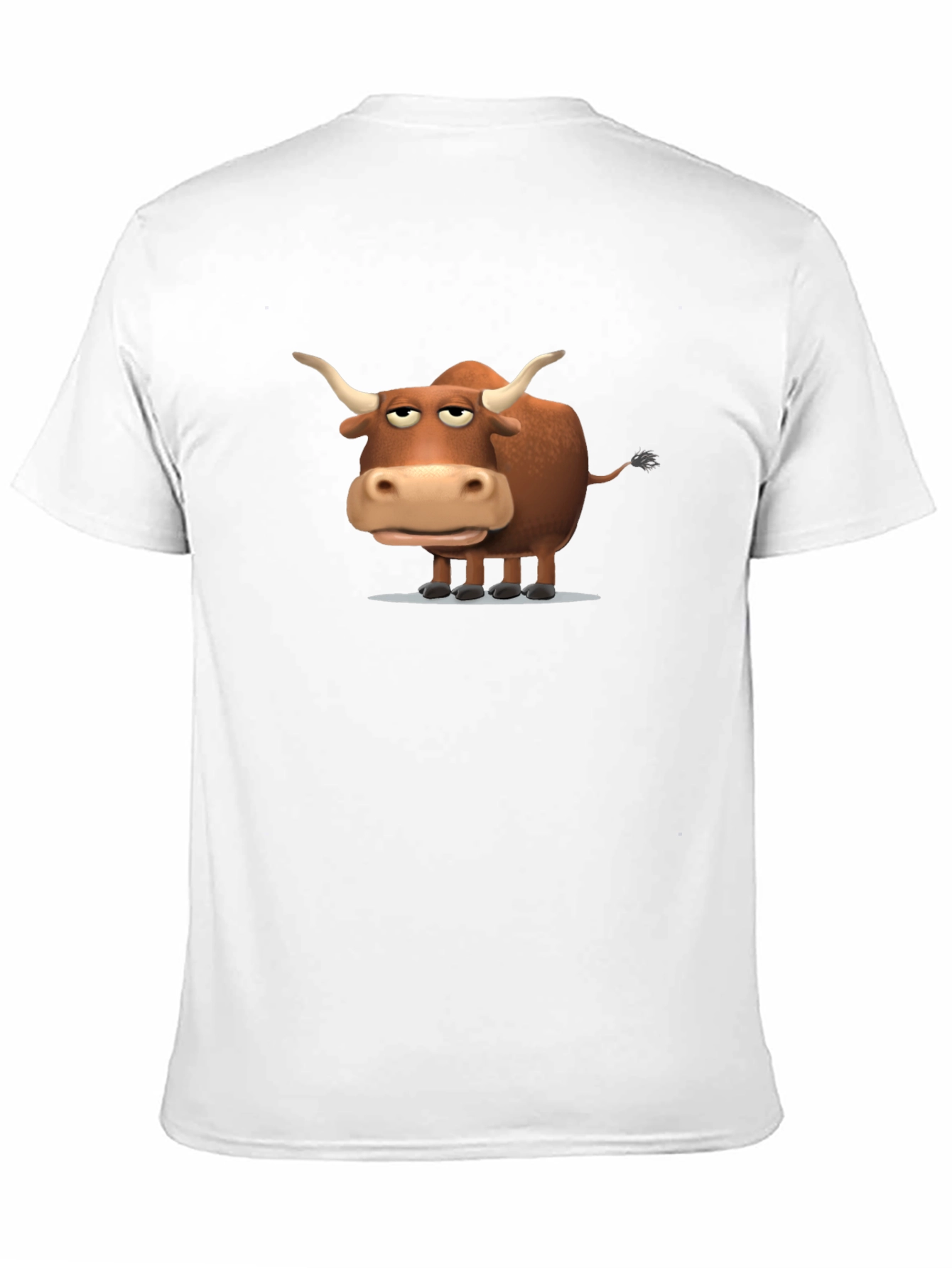 Funny Cartoon Bull Graphic Print Black T-Shirt