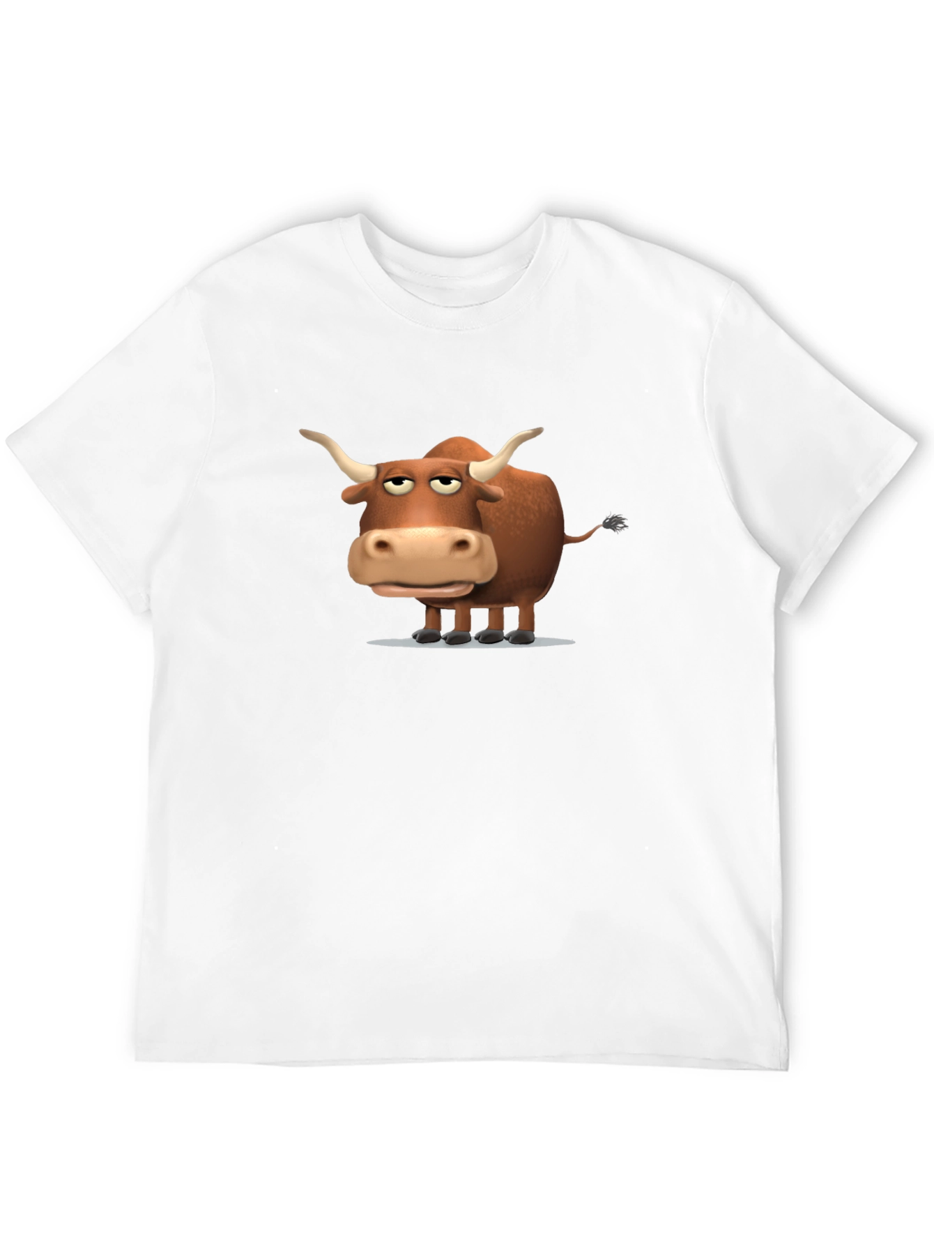Funny Cartoon Bull Graphic Print Black T-Shirt