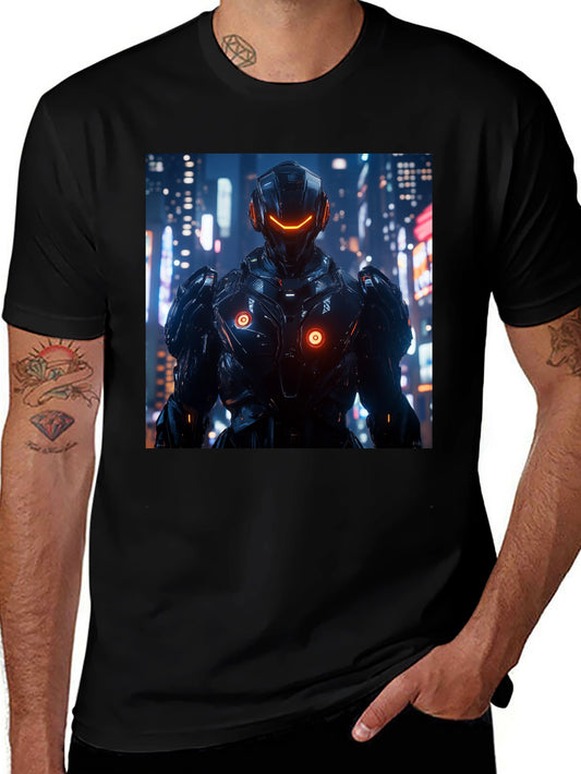 Cyberpunk Warrior Graphic Tee - Premium Black T-Shirt