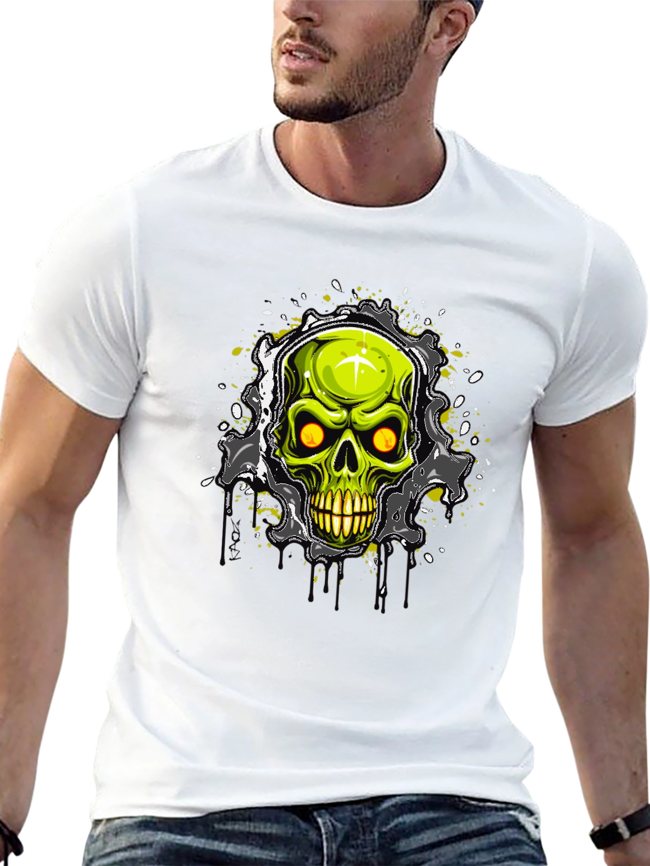 Skull Graphic Print Black T-Shirt