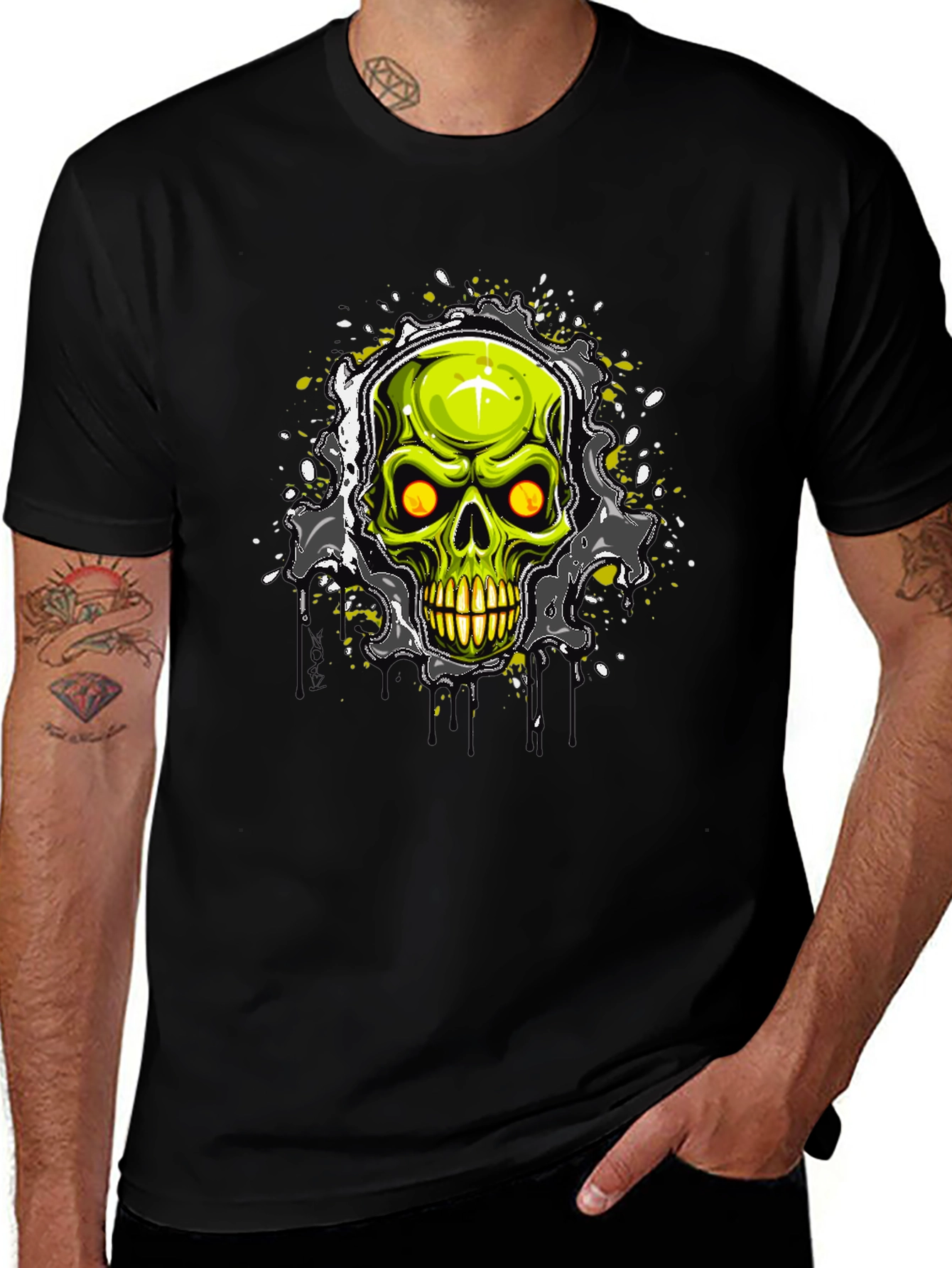 Skull Graphic Print Black T-Shirt