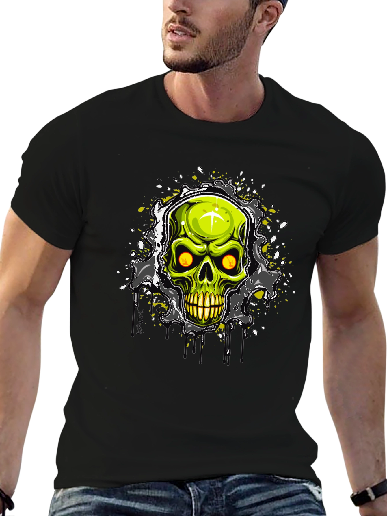 Skull Graphic Print Black T-Shirt