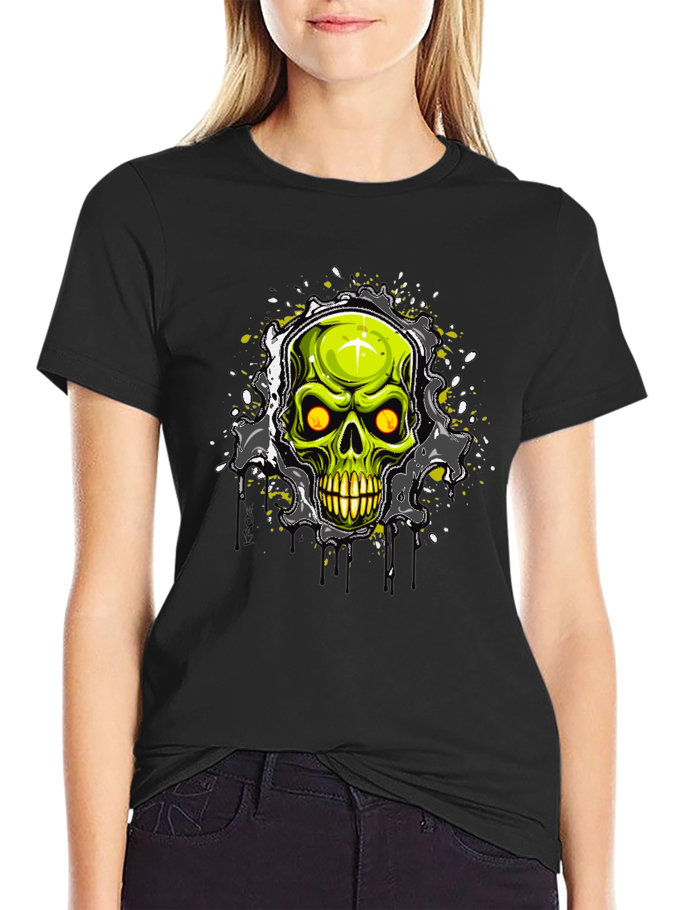 Skull Graphic Print Black T-Shirt