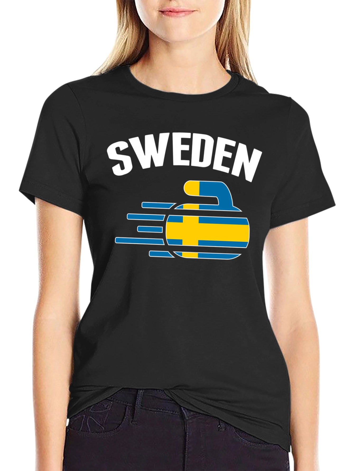 Sweden Curling T-Shirt - Flag Design
