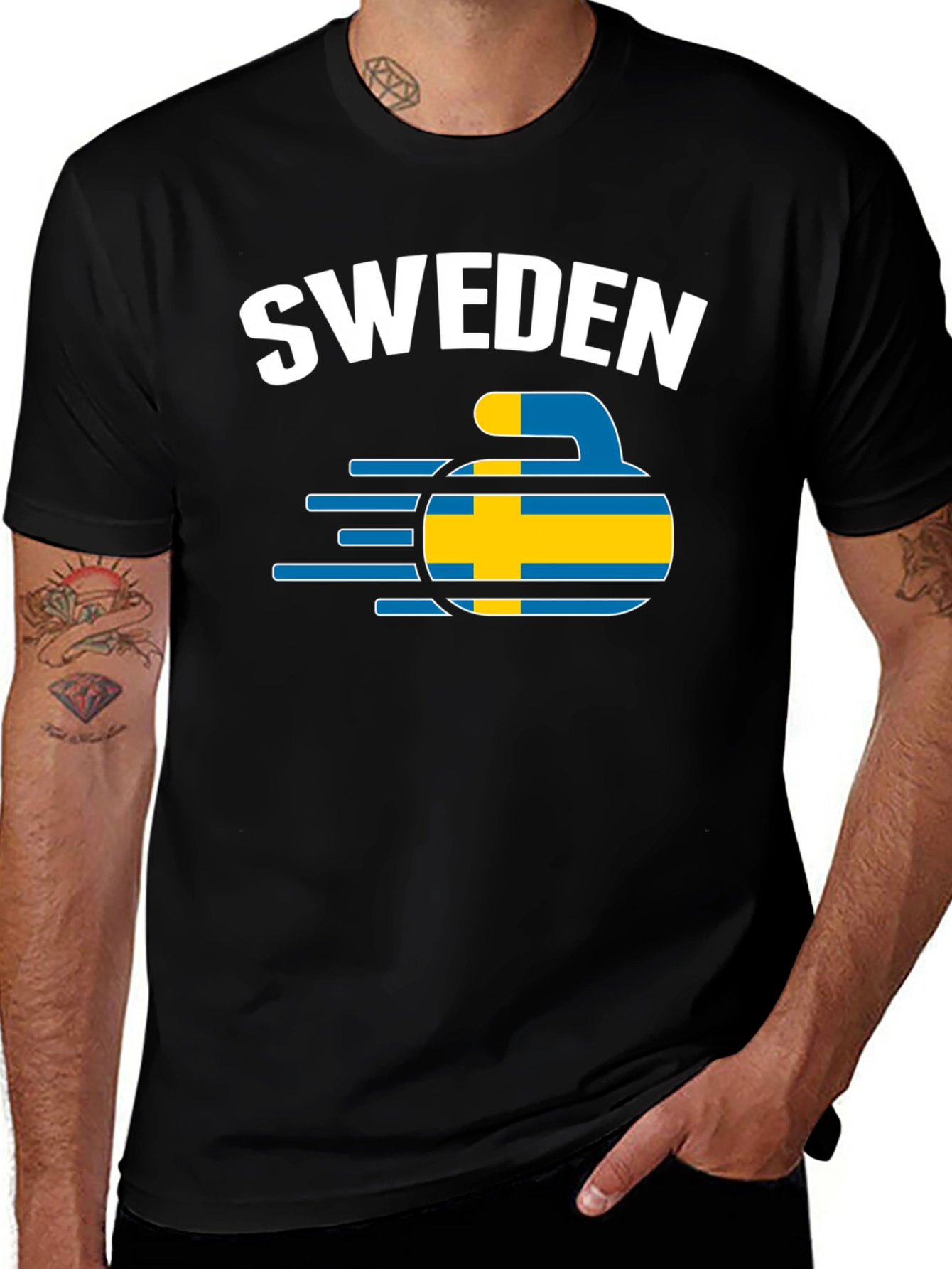 Sweden Curling T-Shirt - Flag Design