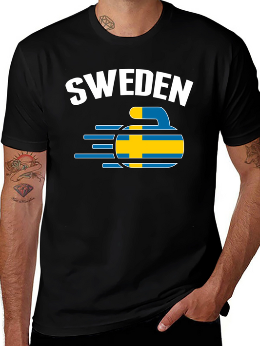 Sweden Curling T-Shirt - Flag Design