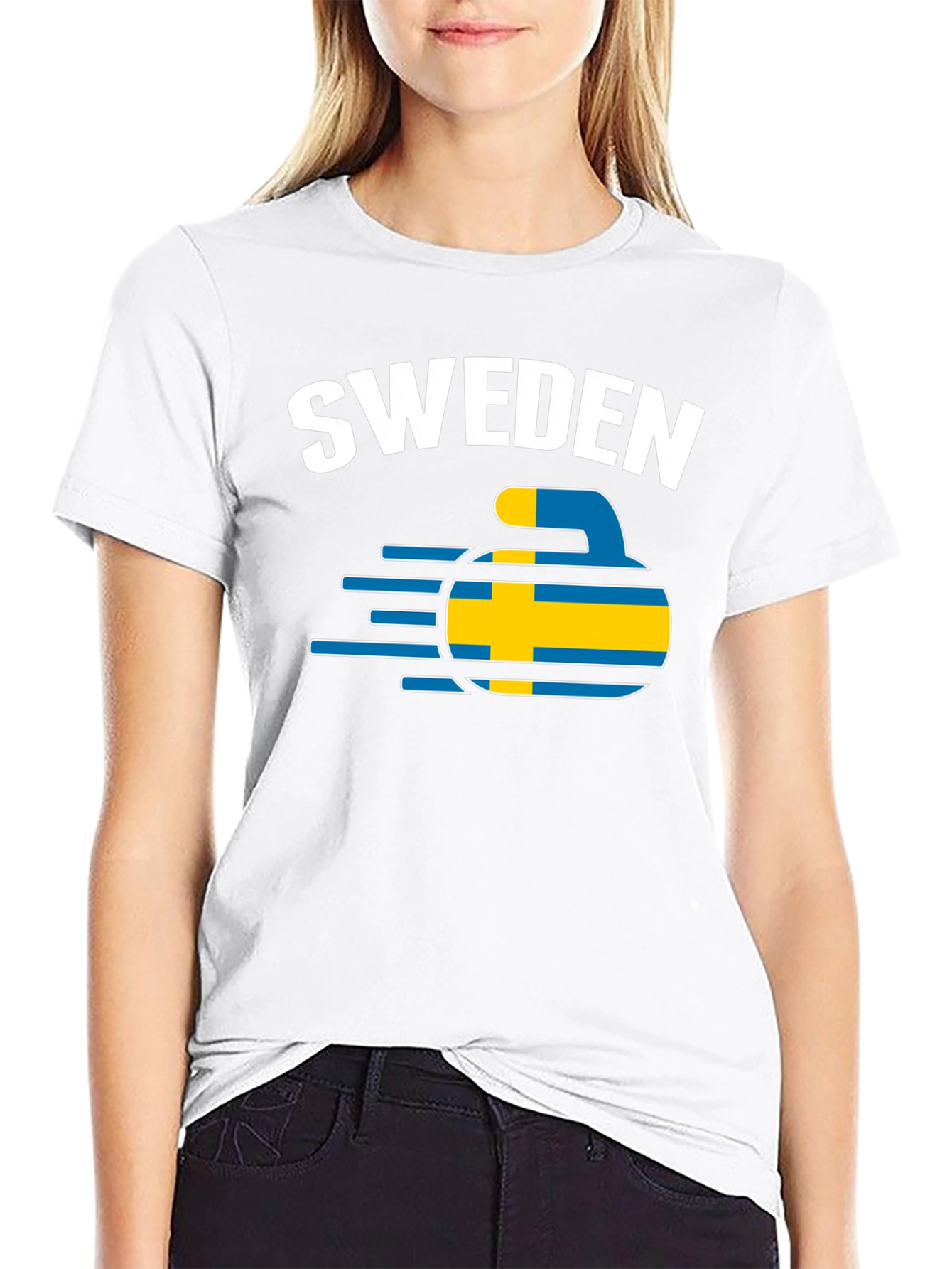 Sweden Curling T-Shirt - Flag Design