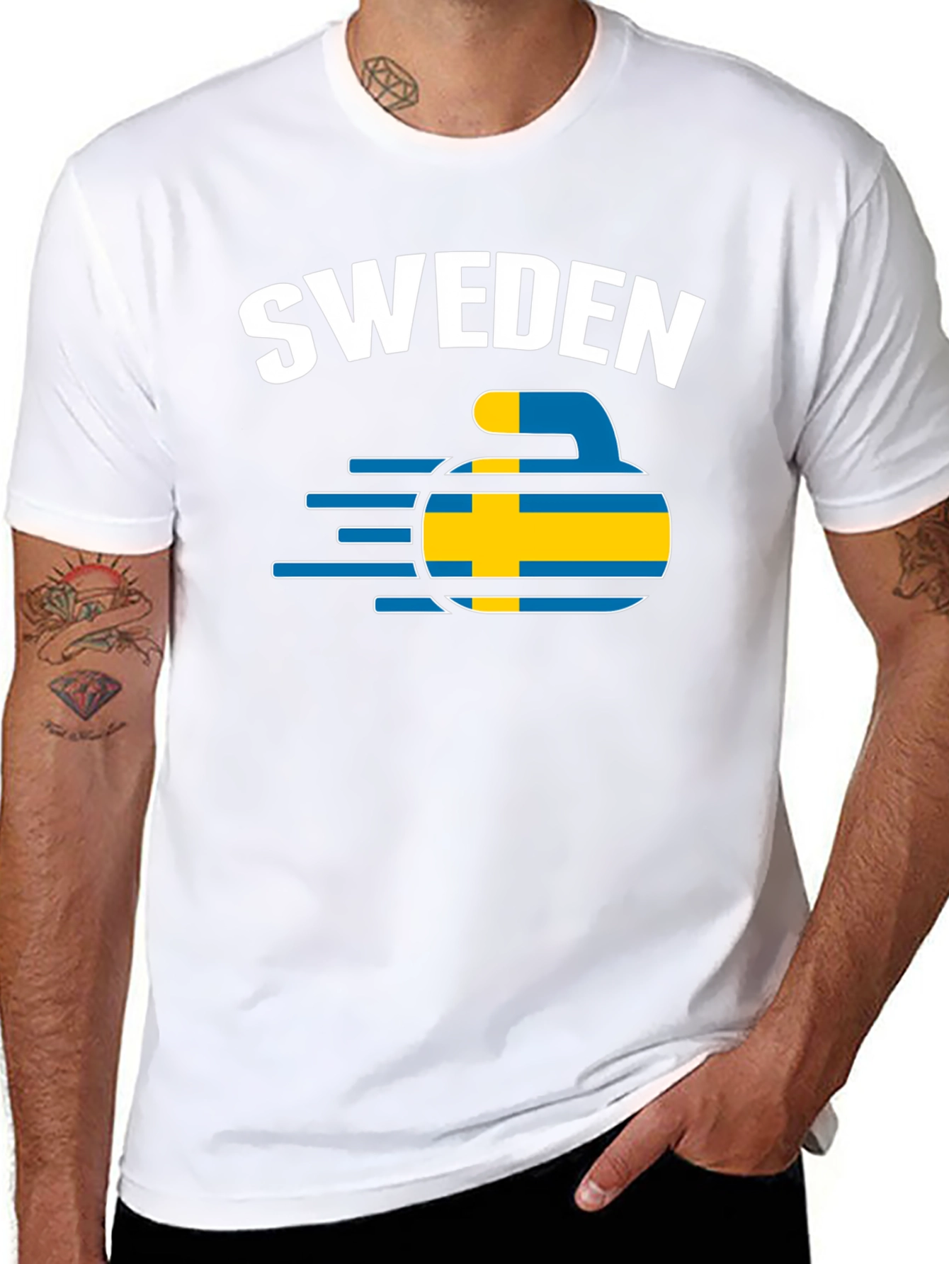 Sweden Curling T-Shirt - Flag Design