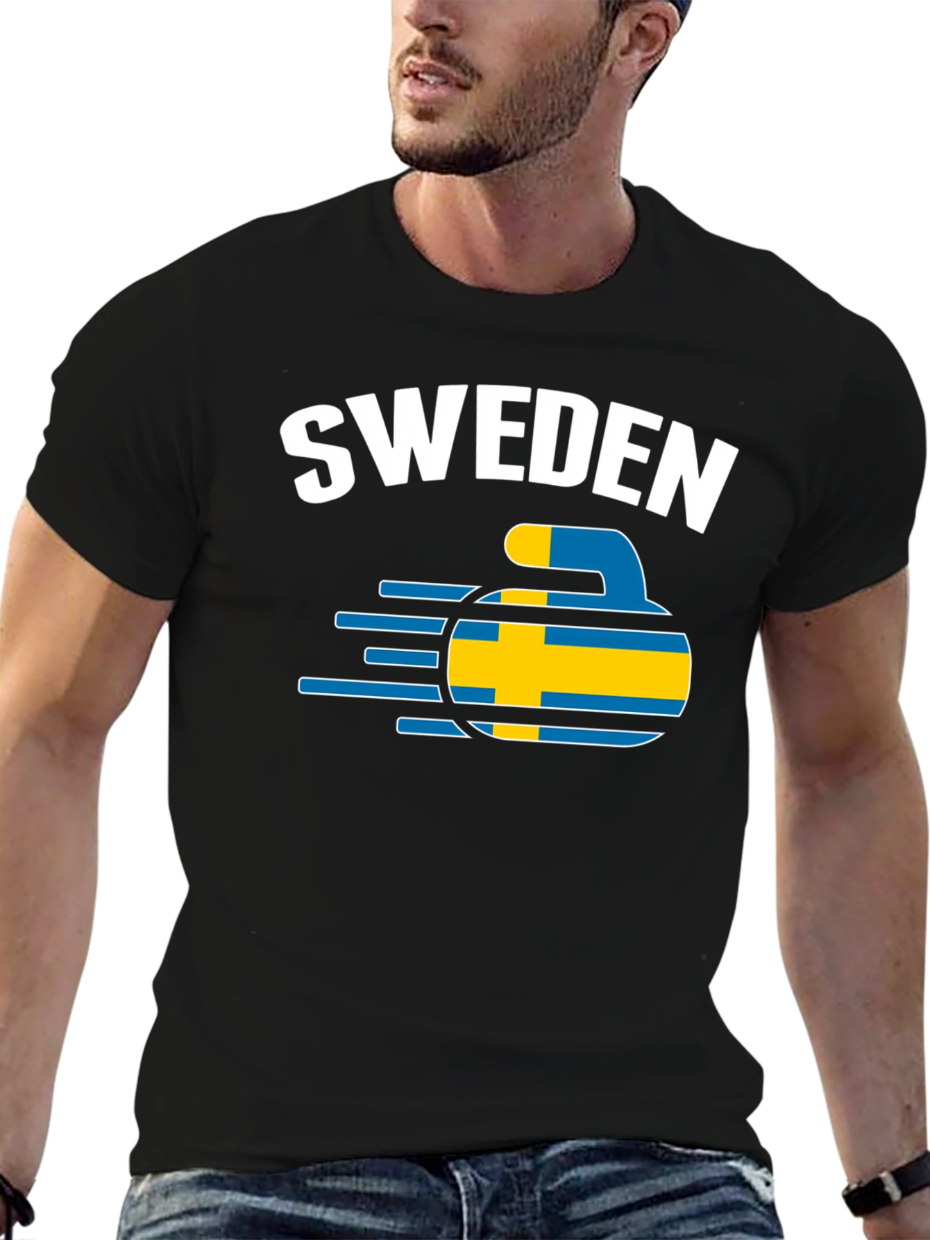 Sweden Curling T-Shirt - Flag Design