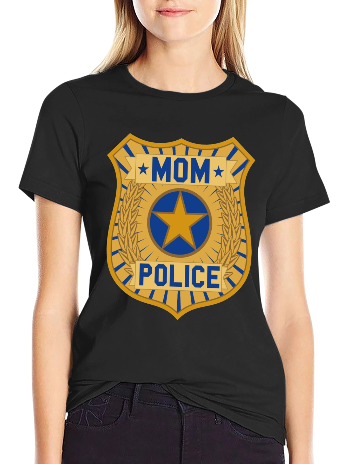 Mom Police Badge Graphic T-Shirt - Novelty Tee